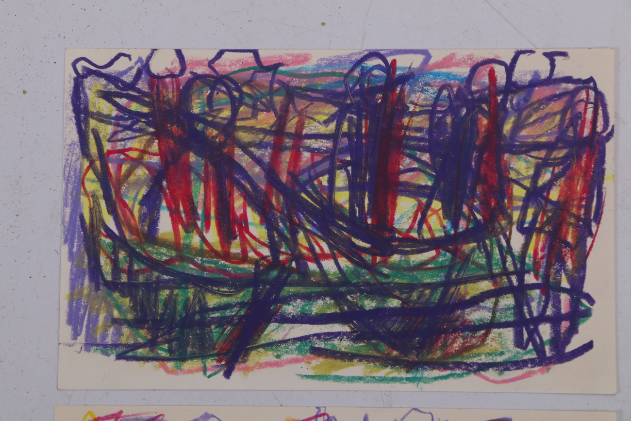 Four Paul Chidlaw Original Abstract Pastel Drawings on Paper