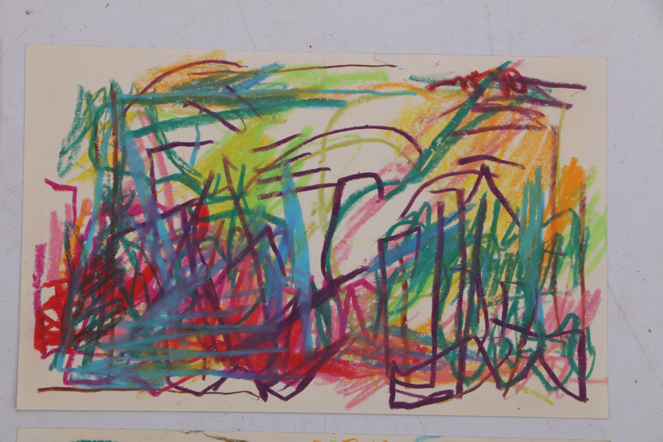 Four Paul Chidlaw Original Abstract Pastel Drawings on Paper