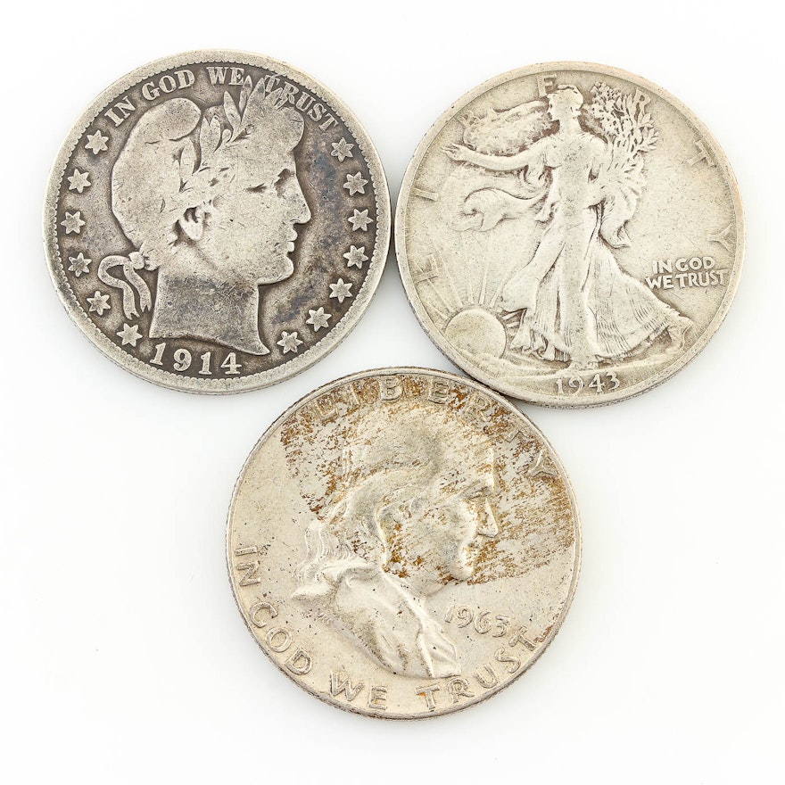 Barber, Walking Liberty, and Franklin Half Dollars 1914-1963