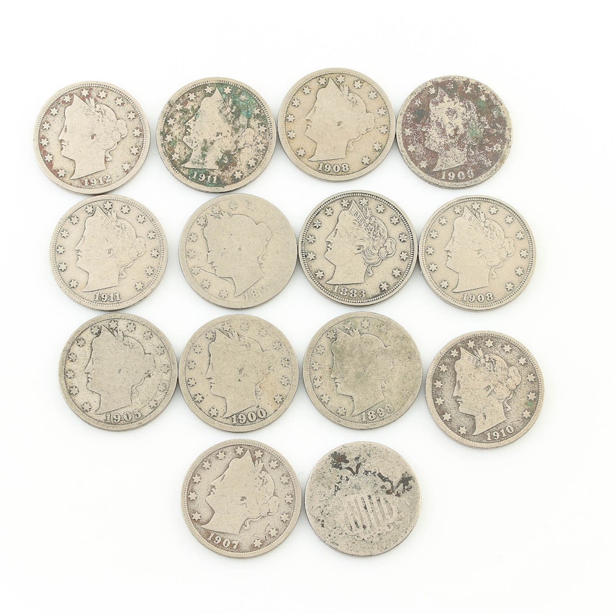 Collection of Liberty "V" Nickels Ranging in Date from 1883 to 1912