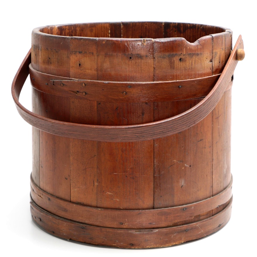 Semi-Antique Handled Wooden Bucket