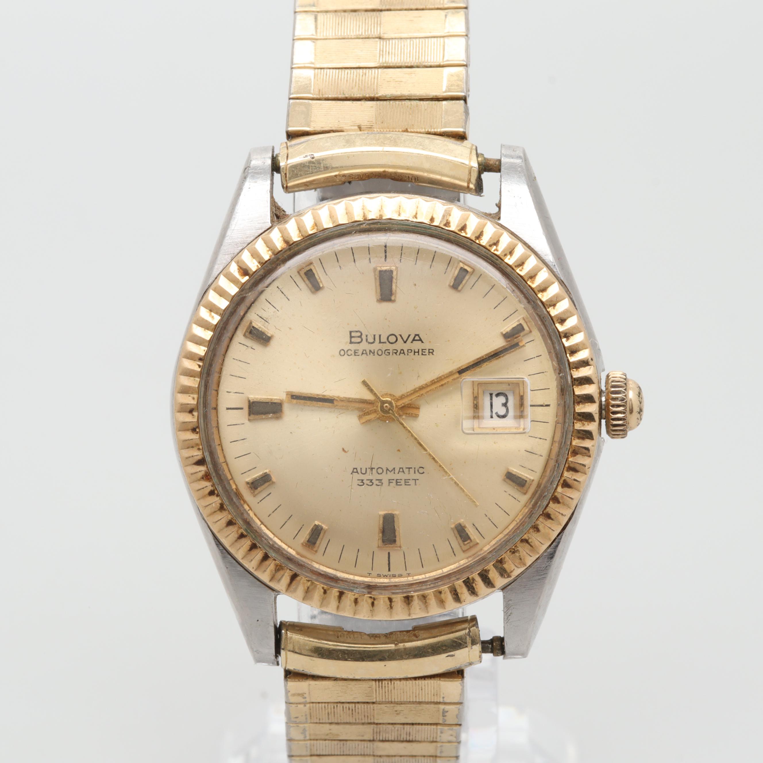 Bulova Oceanographer Automatic Stainless Steel and 10K Gold Analog Watch