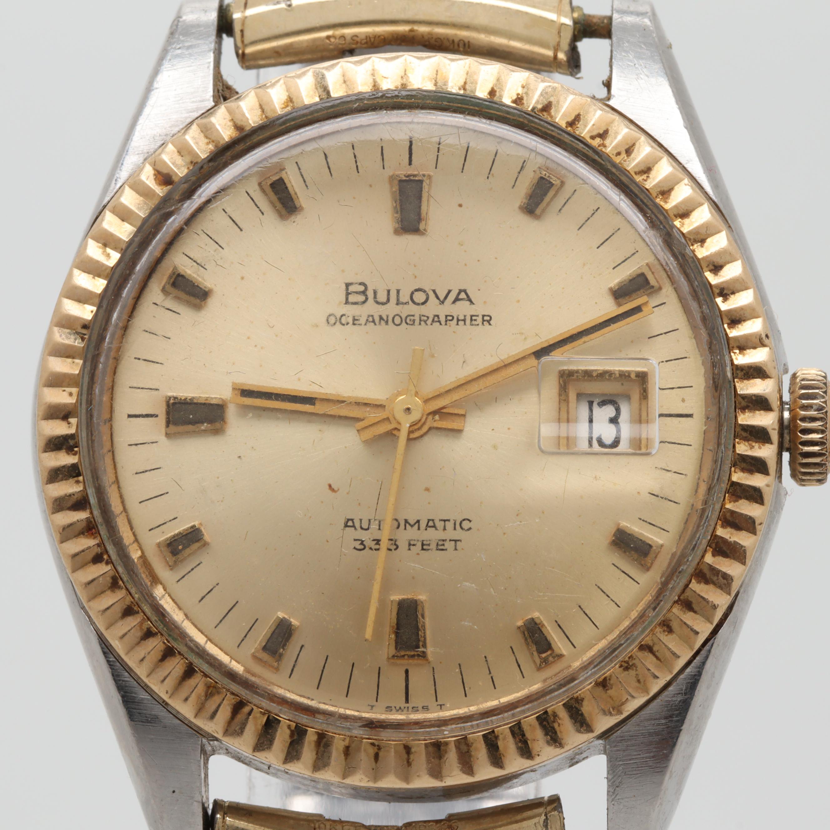 Bulova Oceanographer Automatic Stainless Steel and 10K Gold Analog Watch