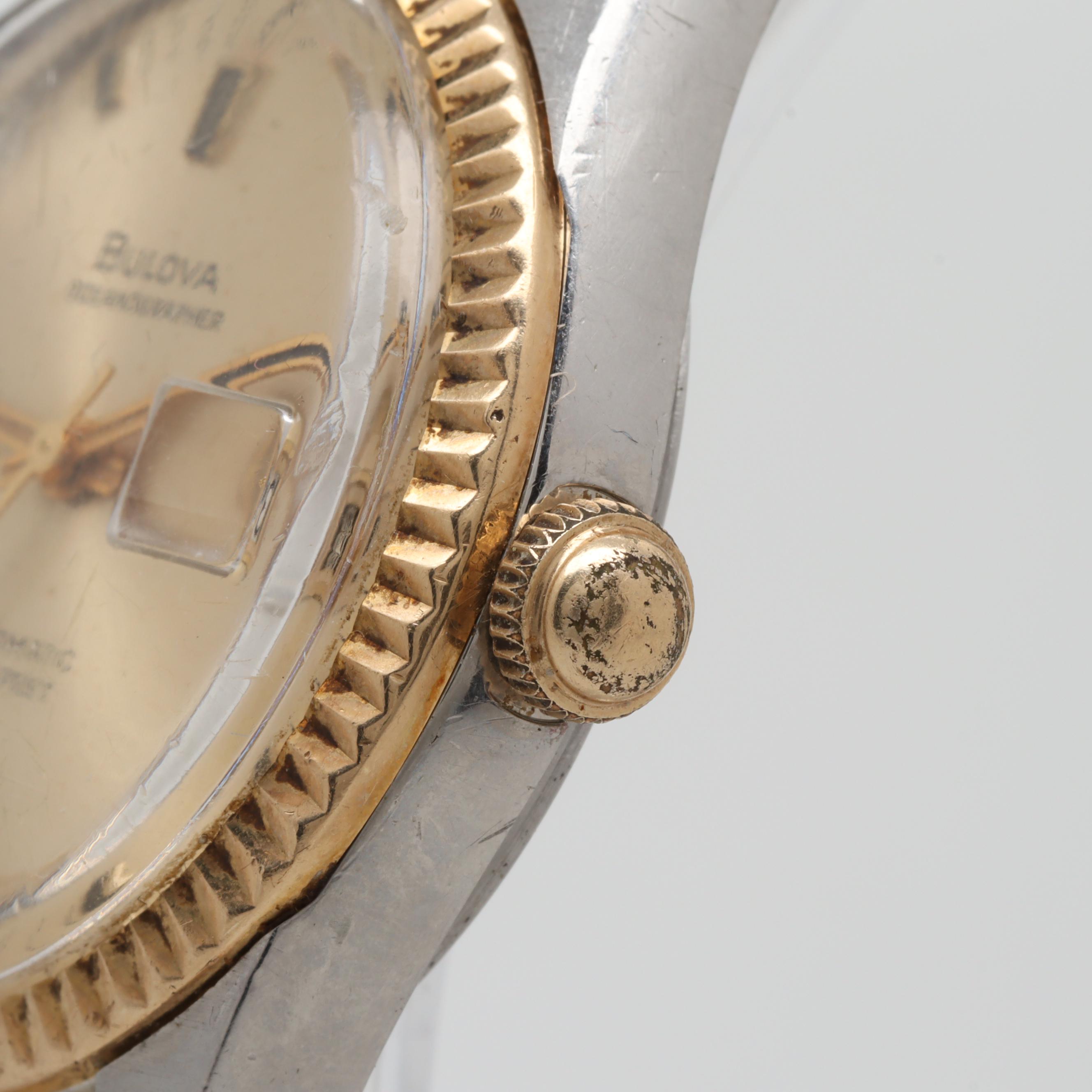 Bulova Oceanographer Automatic Stainless Steel and 10K Gold Analog Watch