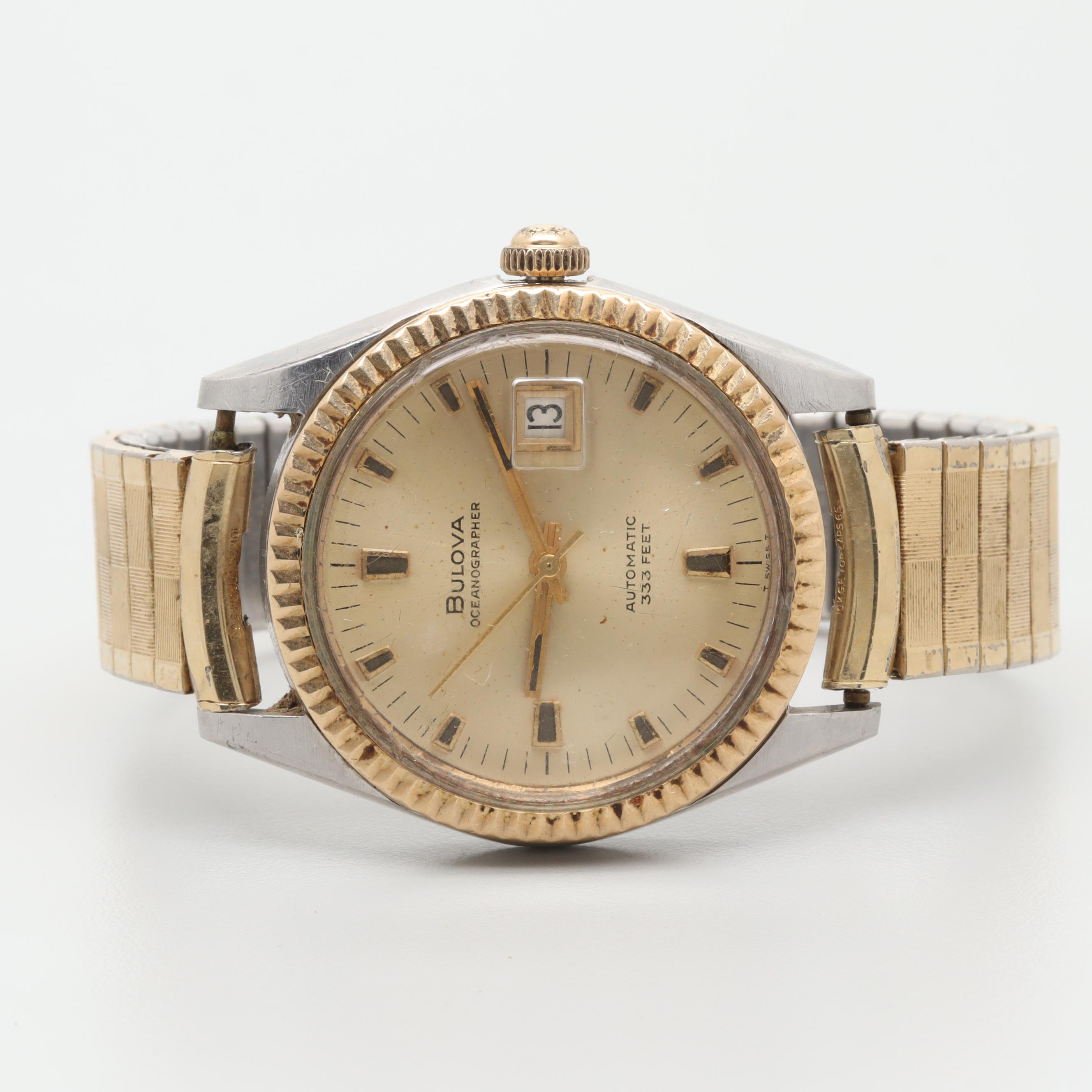 Bulova Oceanographer Automatic Stainless Steel and 10K Gold Analog Watch