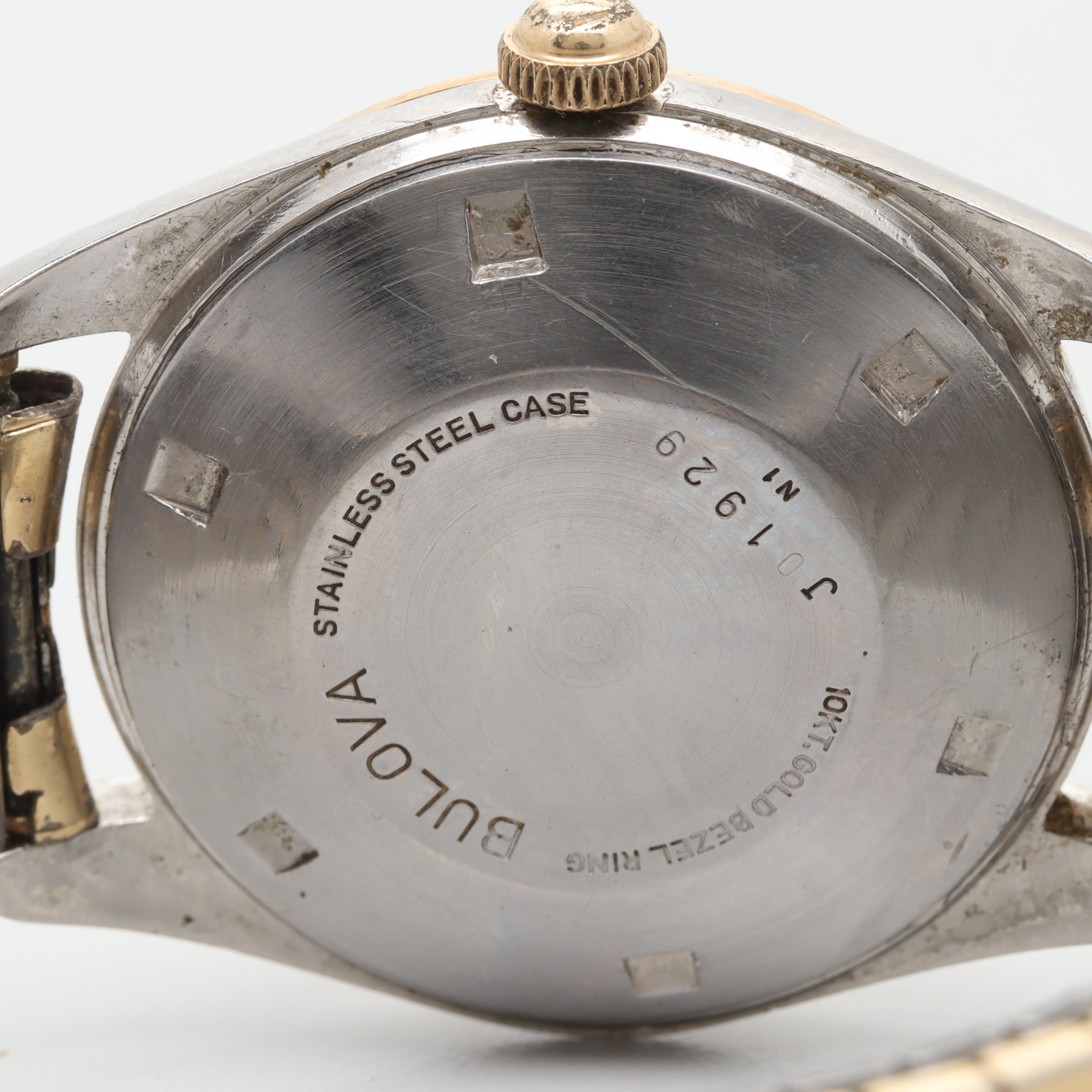 Bulova Oceanographer Automatic Stainless Steel and 10K Gold Analog Watch