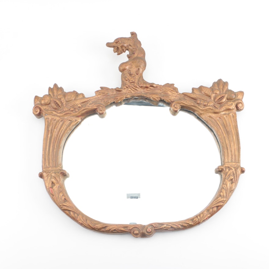 Classical Style Gilt Gesso Wall Mirror with Cornucopias