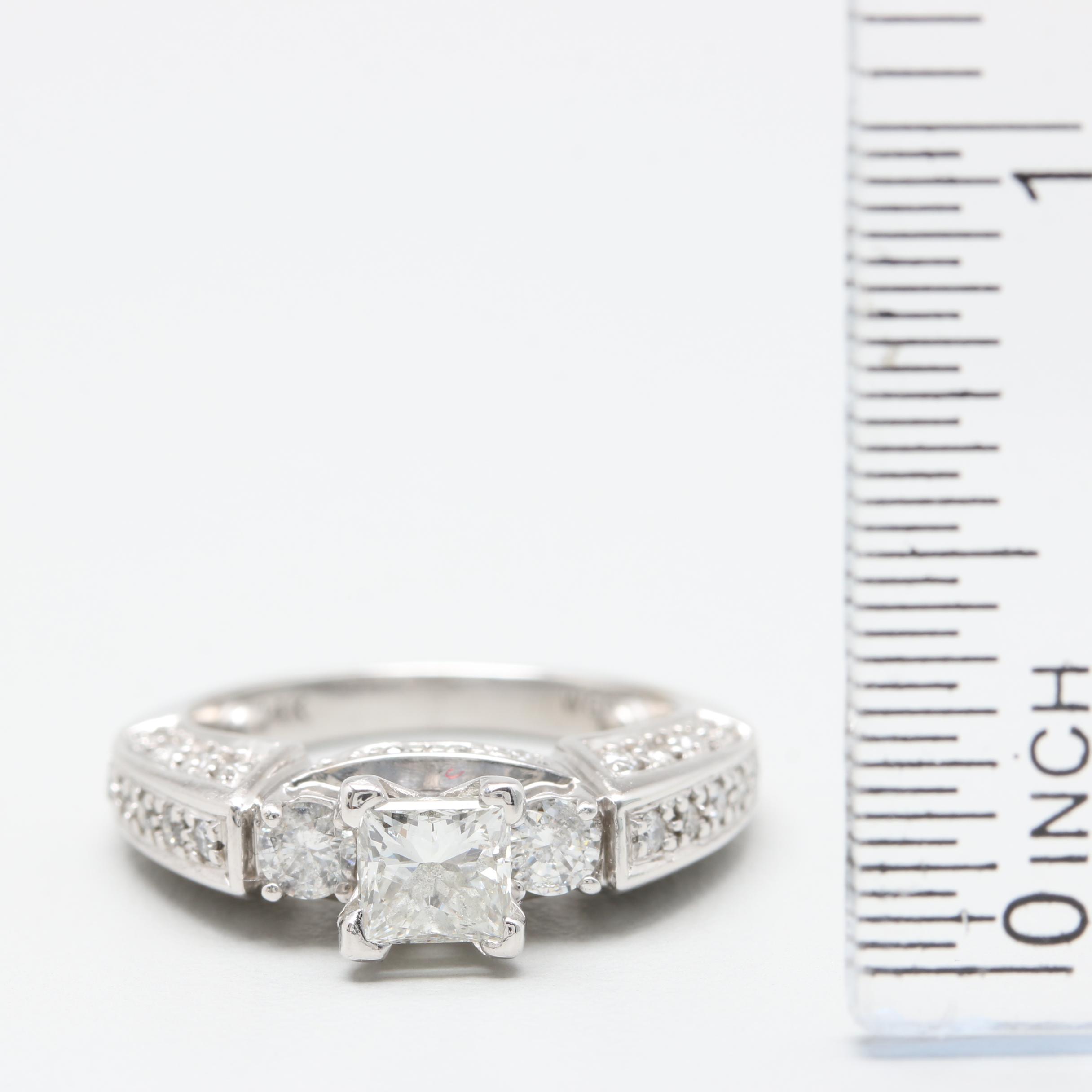 14K White Gold 1.29 CTW Diamond Ring