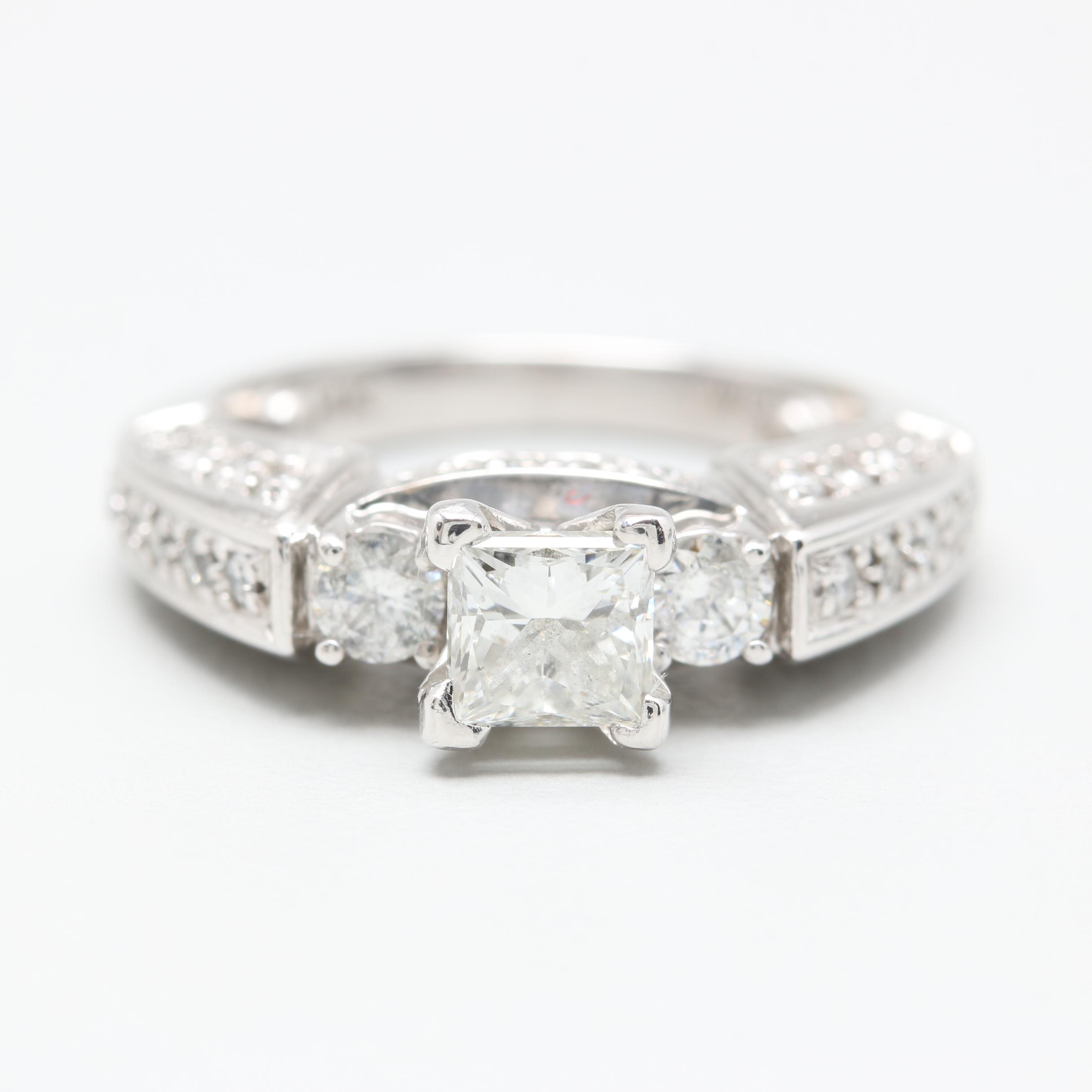 14K White Gold 1.29 CTW Diamond Ring