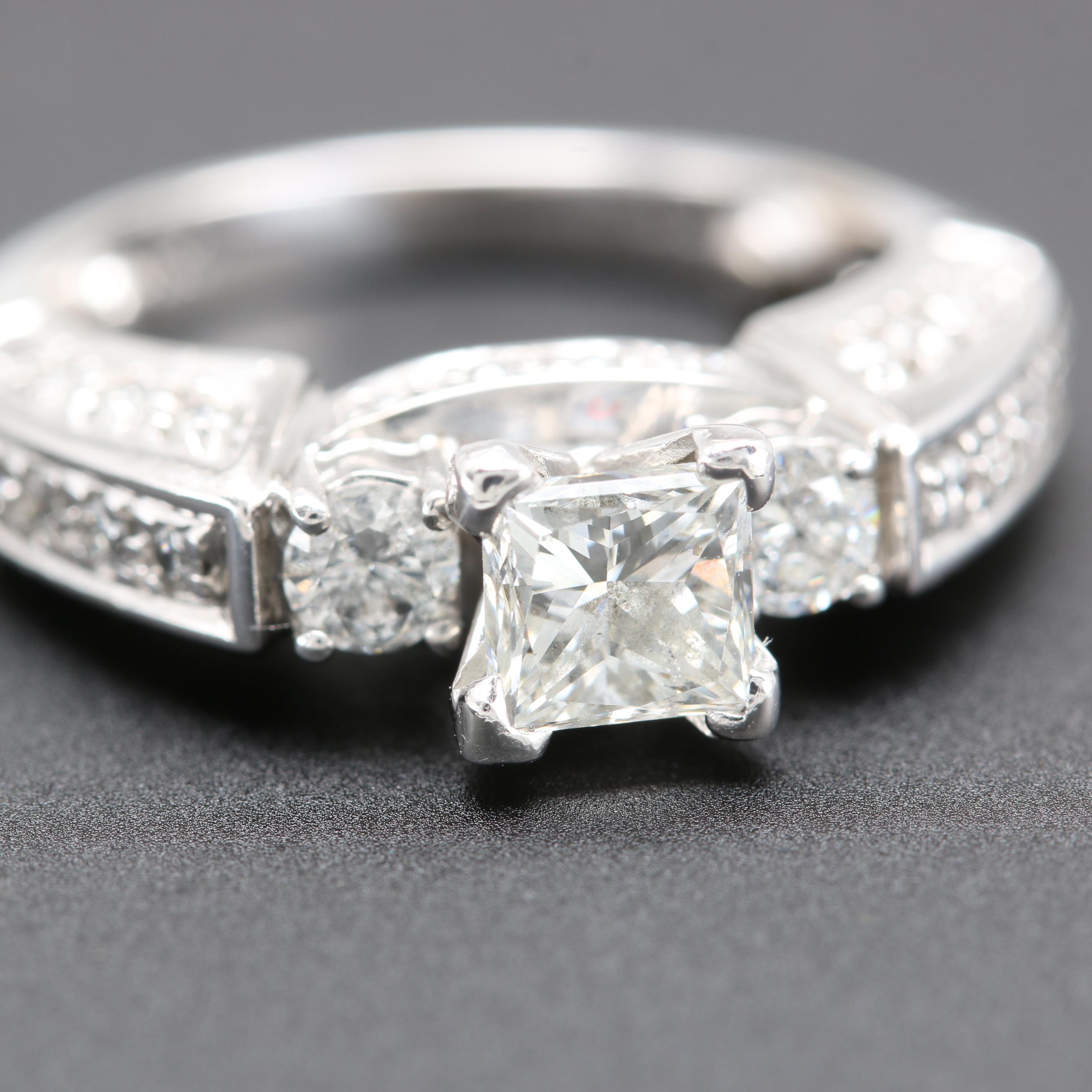 14K White Gold 1.29 CTW Diamond Ring