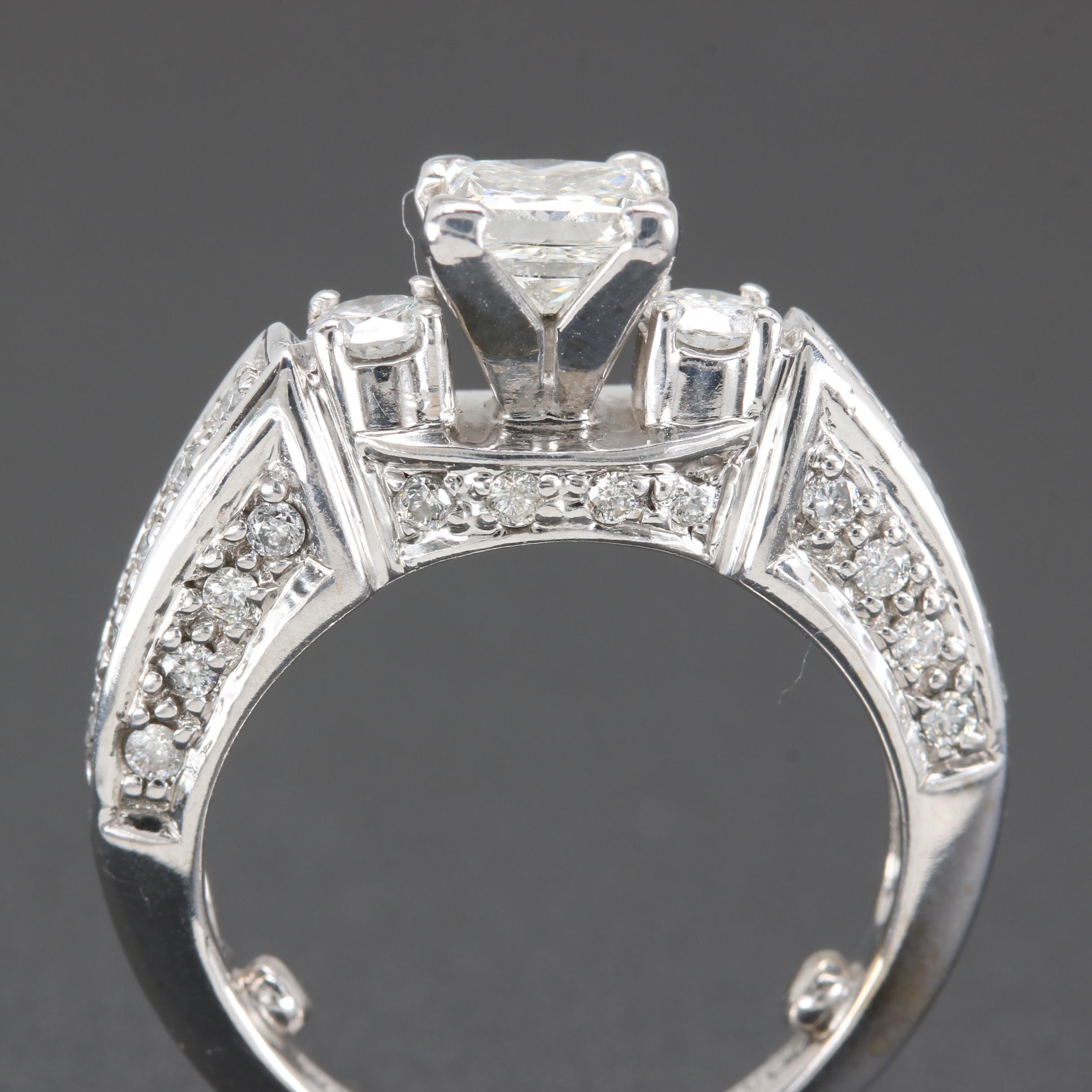14K White Gold 1.29 CTW Diamond Ring