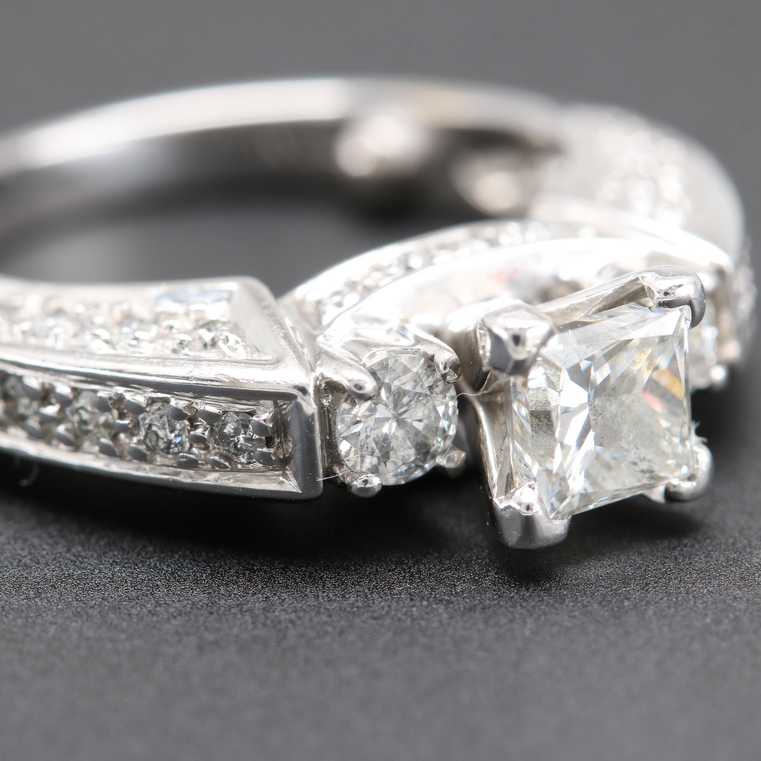 14K White Gold 1.29 CTW Diamond Ring