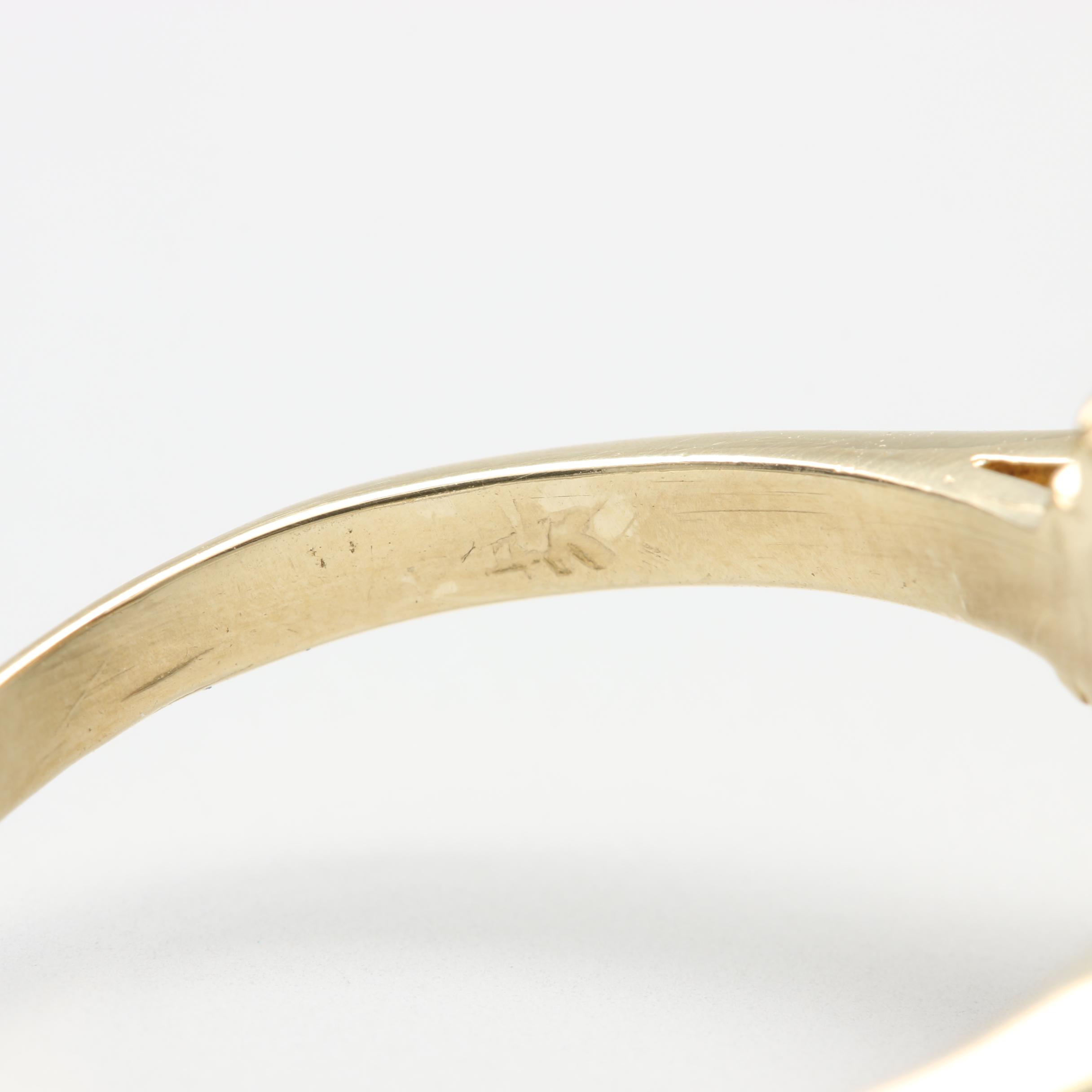 14K Yellow Gold Synthetic Ruby and Cubic Zirconia Ballerina Ring