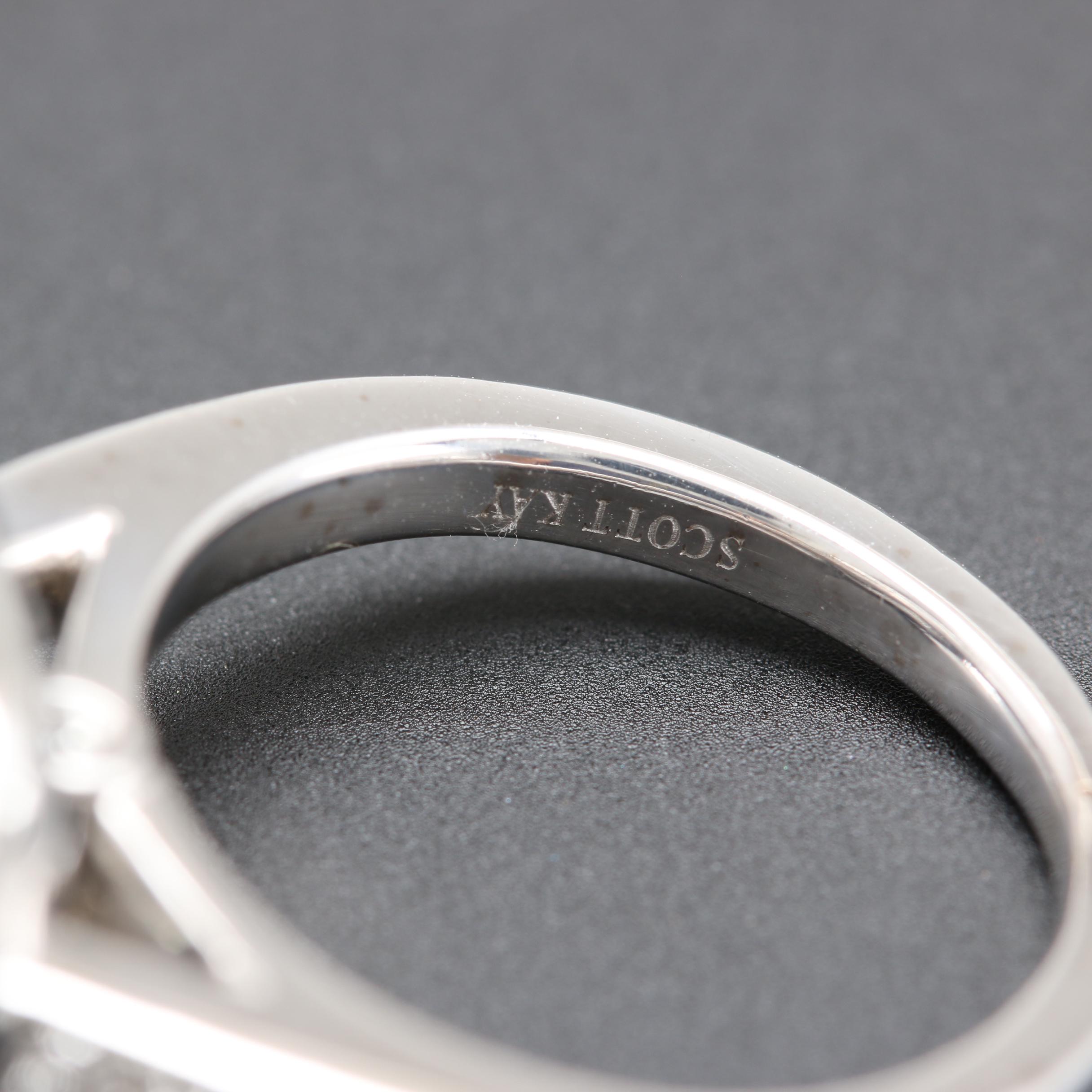 14K White Gold Diamond Semi Mount With Cubic Zirconia Center