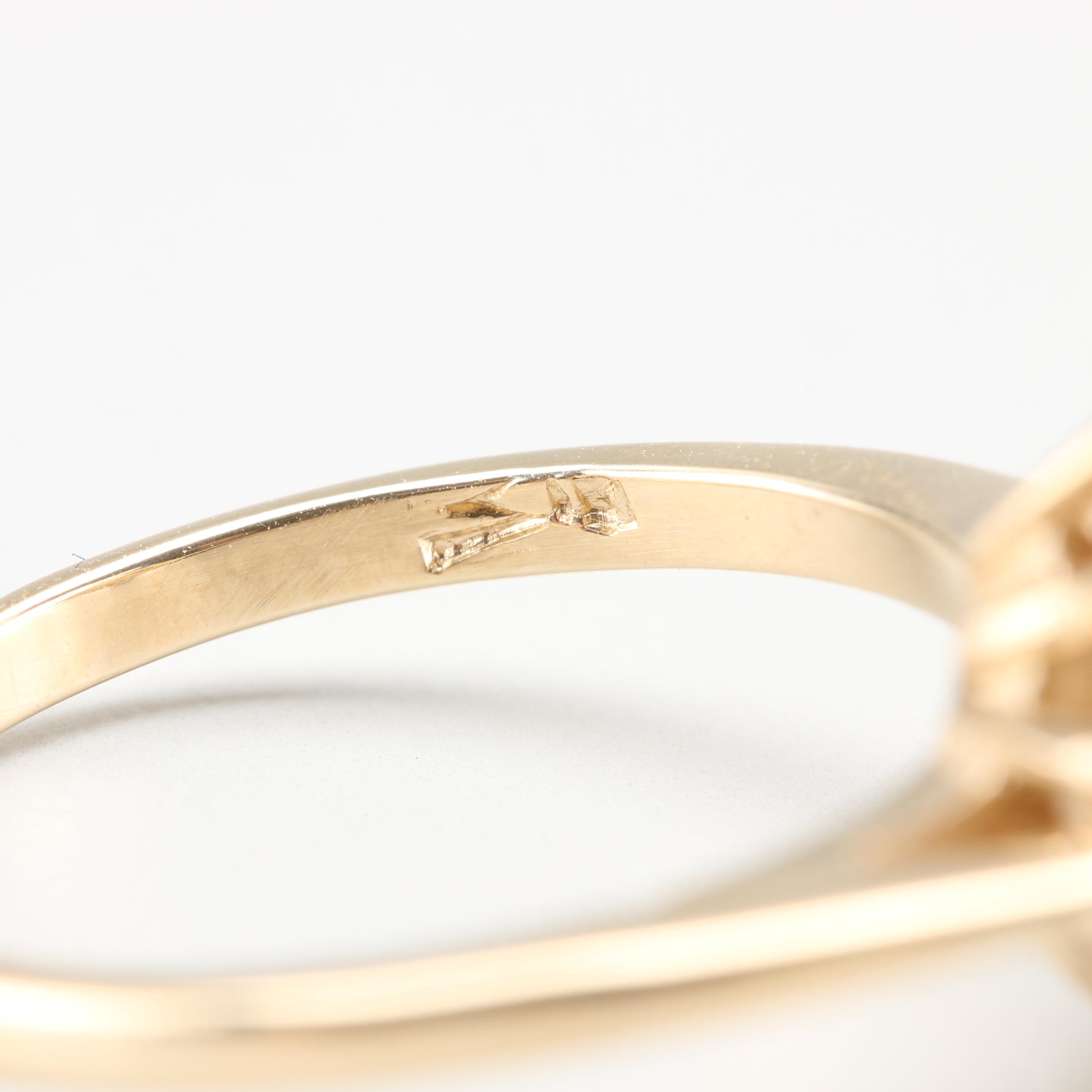 14K Yellow Gold Emerald and Diamond Ring