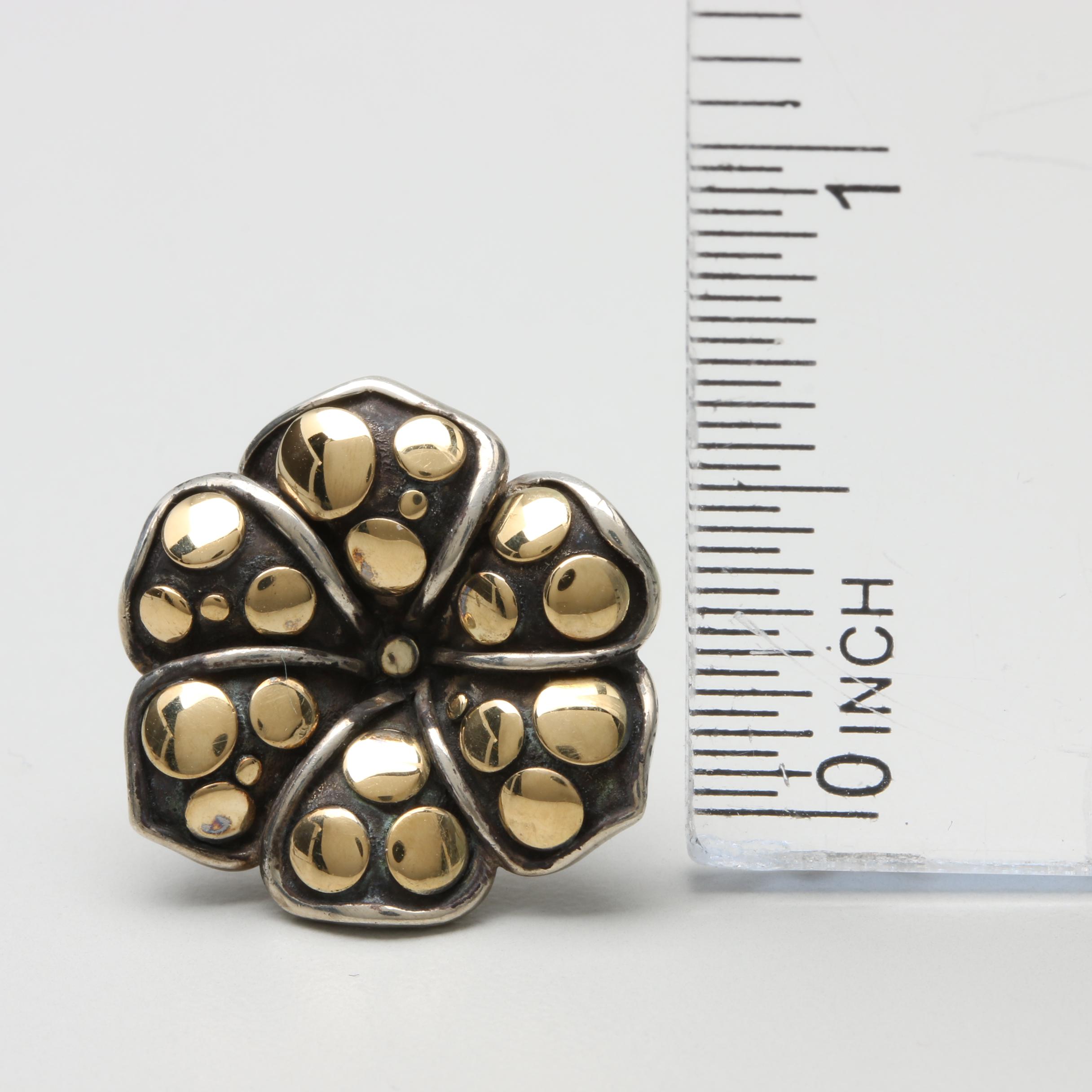 John Hardy Sterling Silver, 18K Yellow Gold Earrings