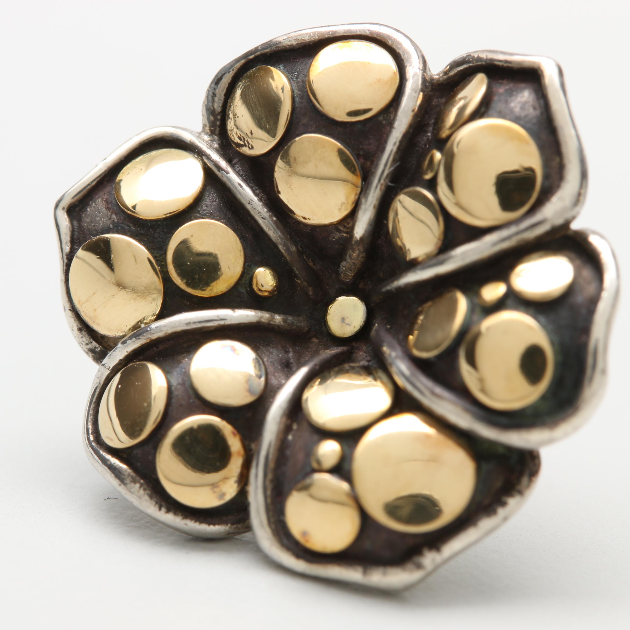 John Hardy Sterling Silver, 18K Yellow Gold Earrings