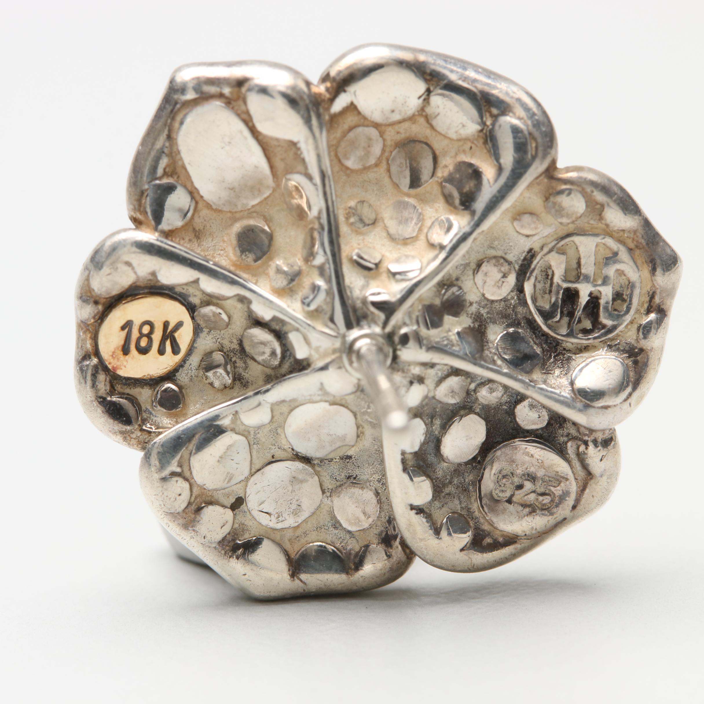 John Hardy Sterling Silver, 18K Yellow Gold Earrings