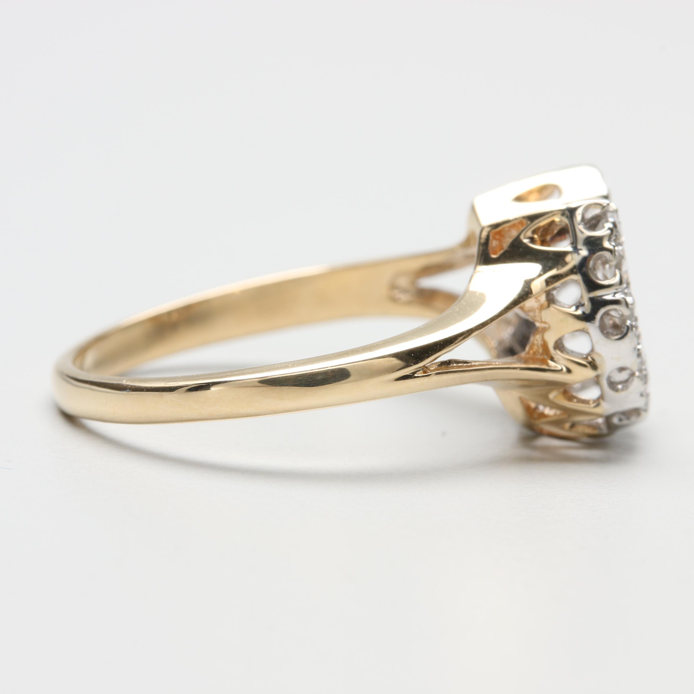 14K Yellow Gold Diamond Horseshoe Ring