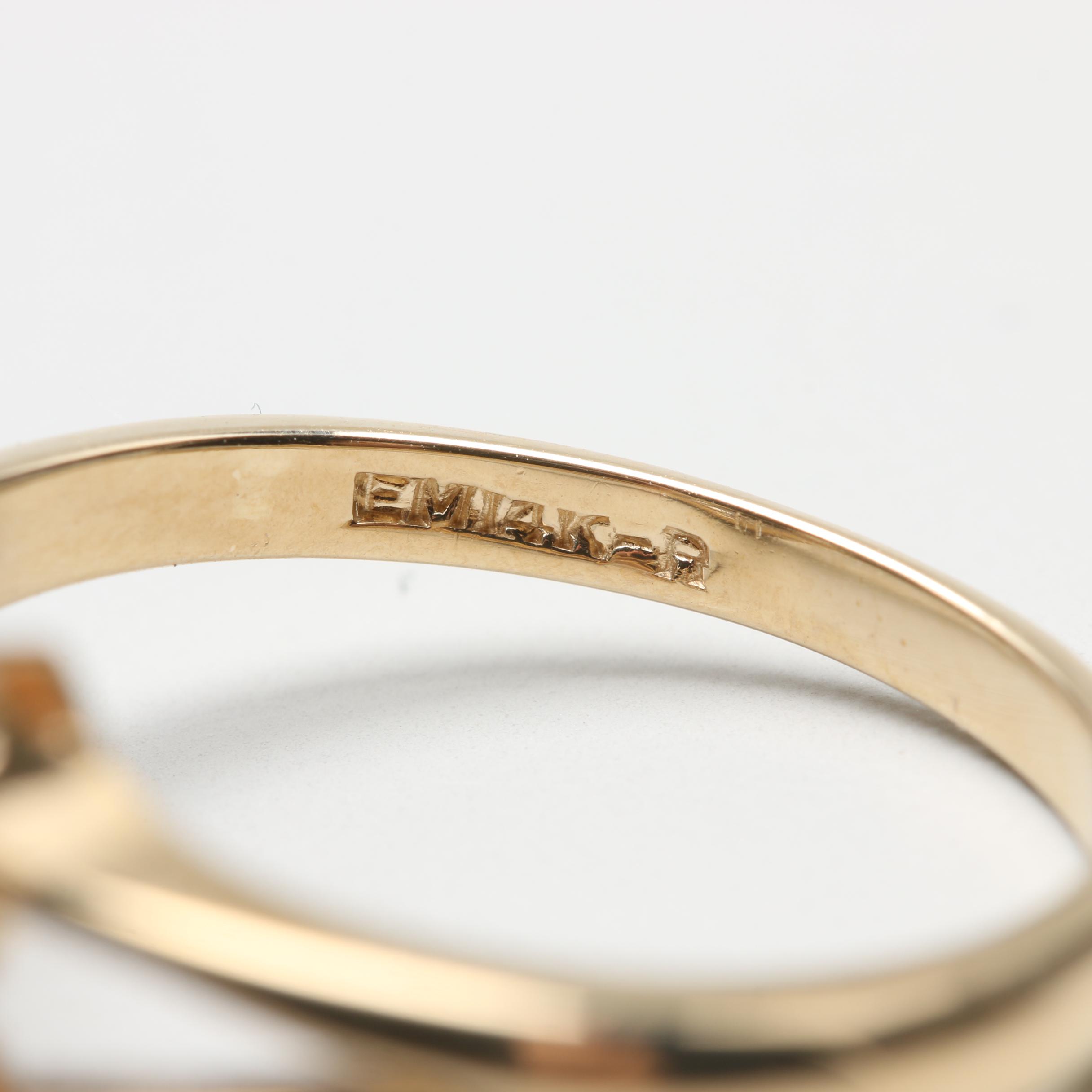 14K Yellow Gold Diamond Horseshoe Ring