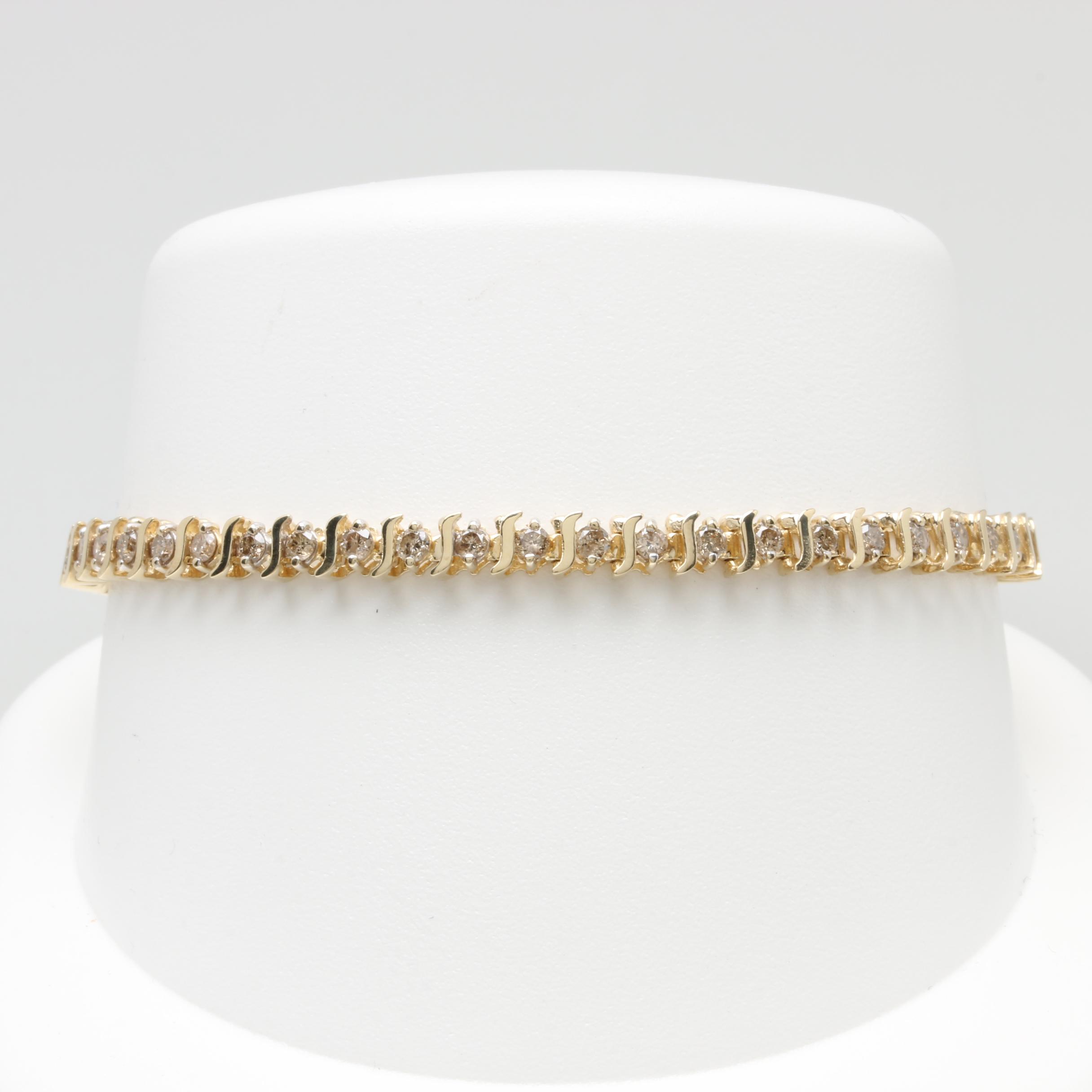 10K Yellow Gold 1.83 CTW Diamond Tennis Bracelet