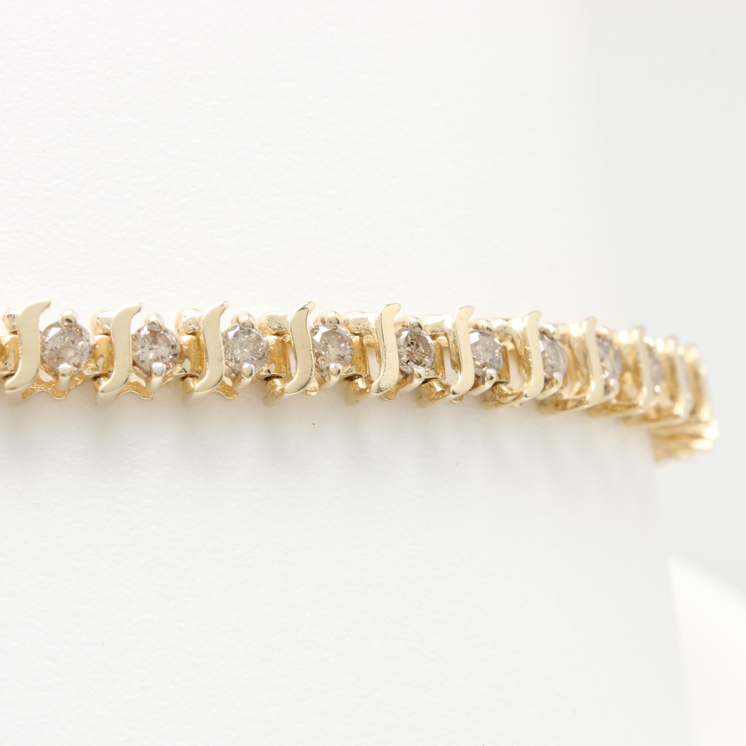 10K Yellow Gold 1.83 CTW Diamond Tennis Bracelet