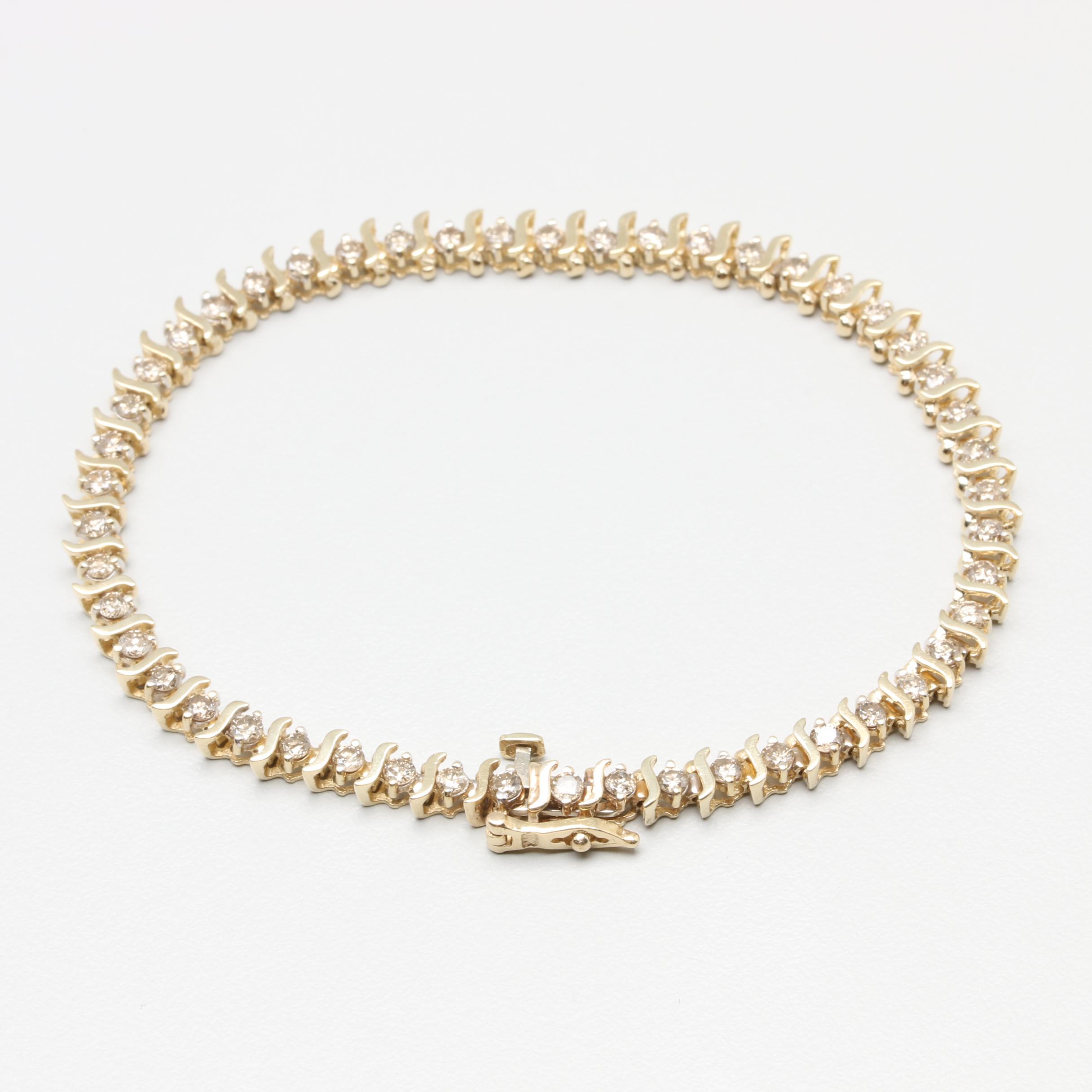 10K Yellow Gold 1.83 CTW Diamond Tennis Bracelet