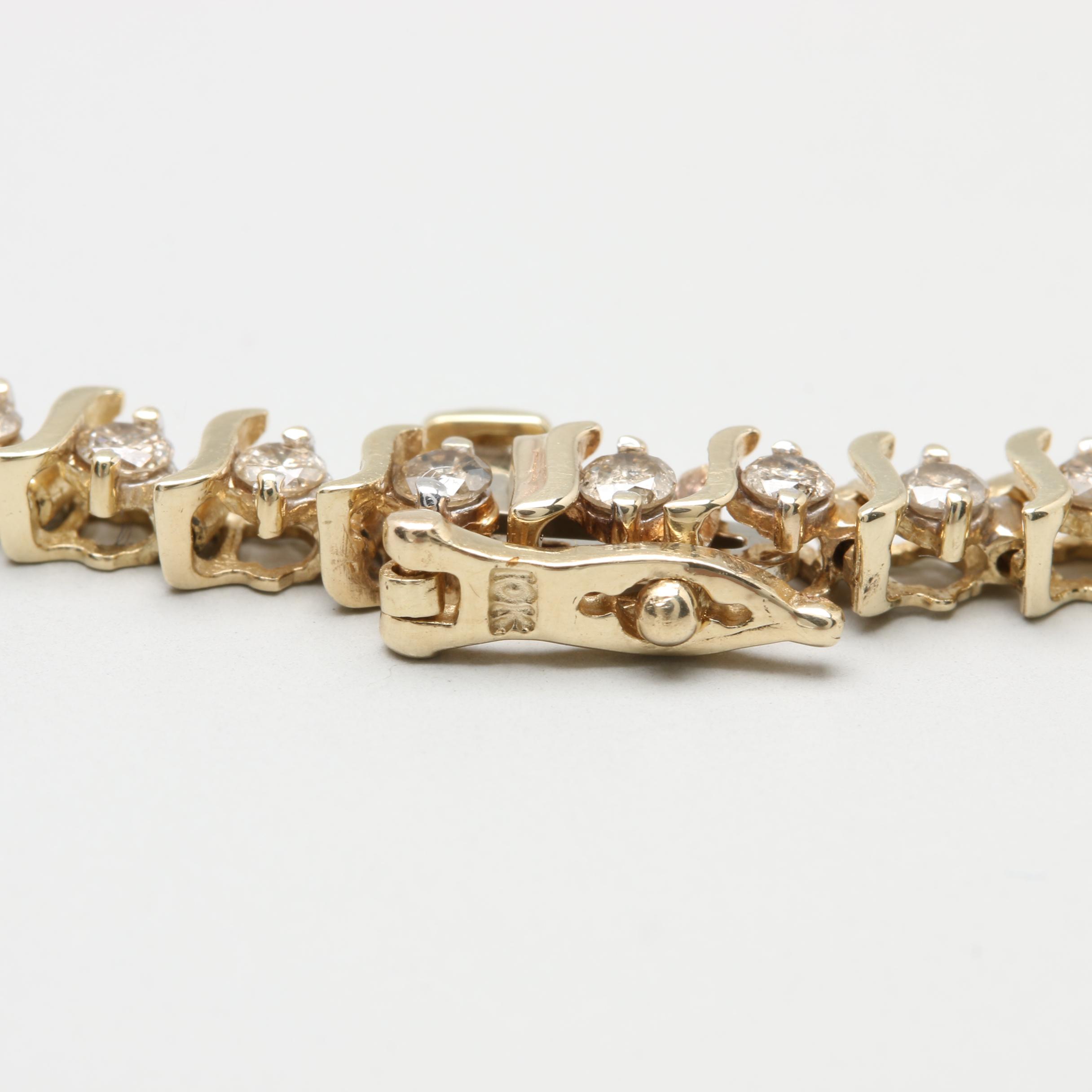10K Yellow Gold 1.83 CTW Diamond Tennis Bracelet