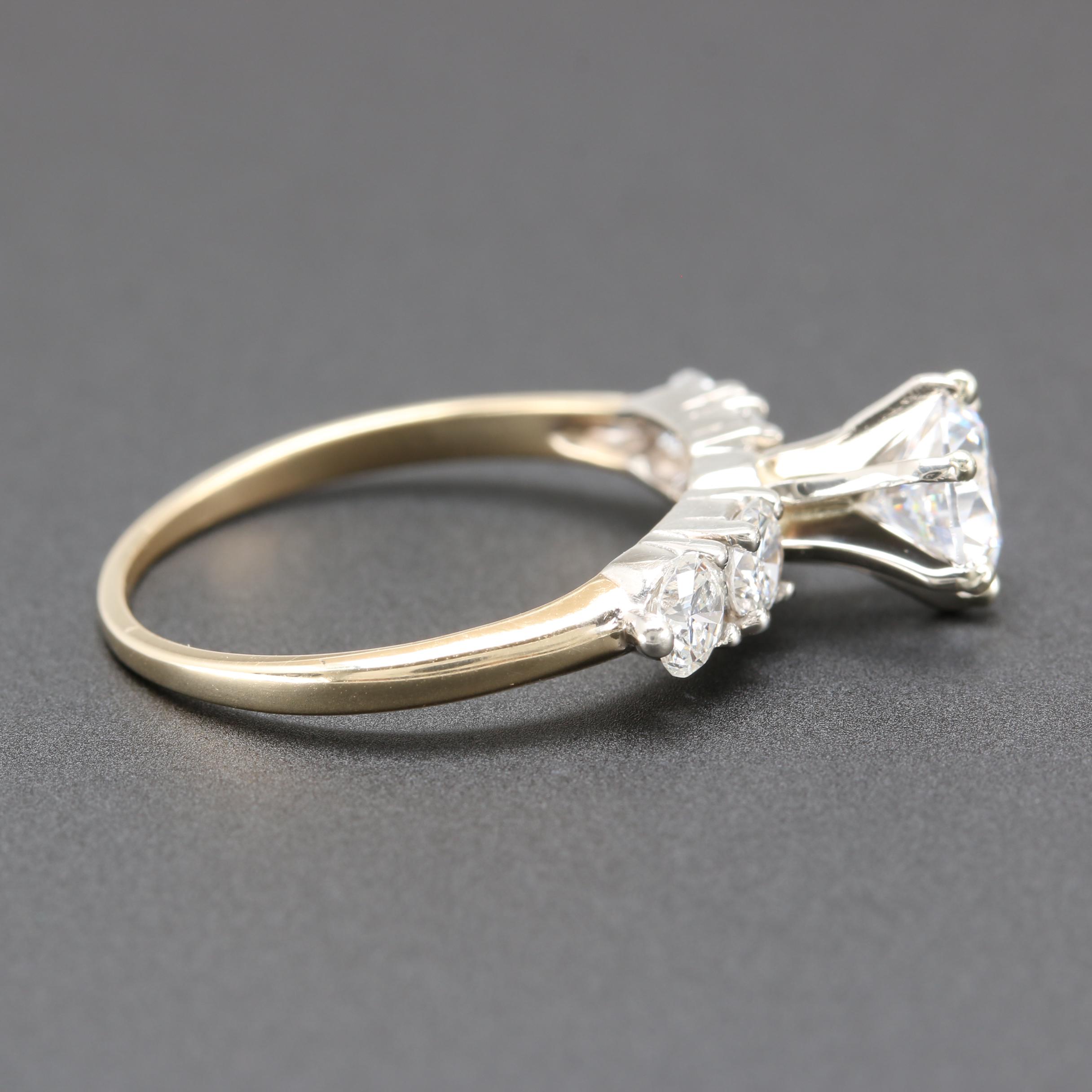 14K White Gold Diamond Semi-Mount Ring With Cubic Zirconia Center Stone