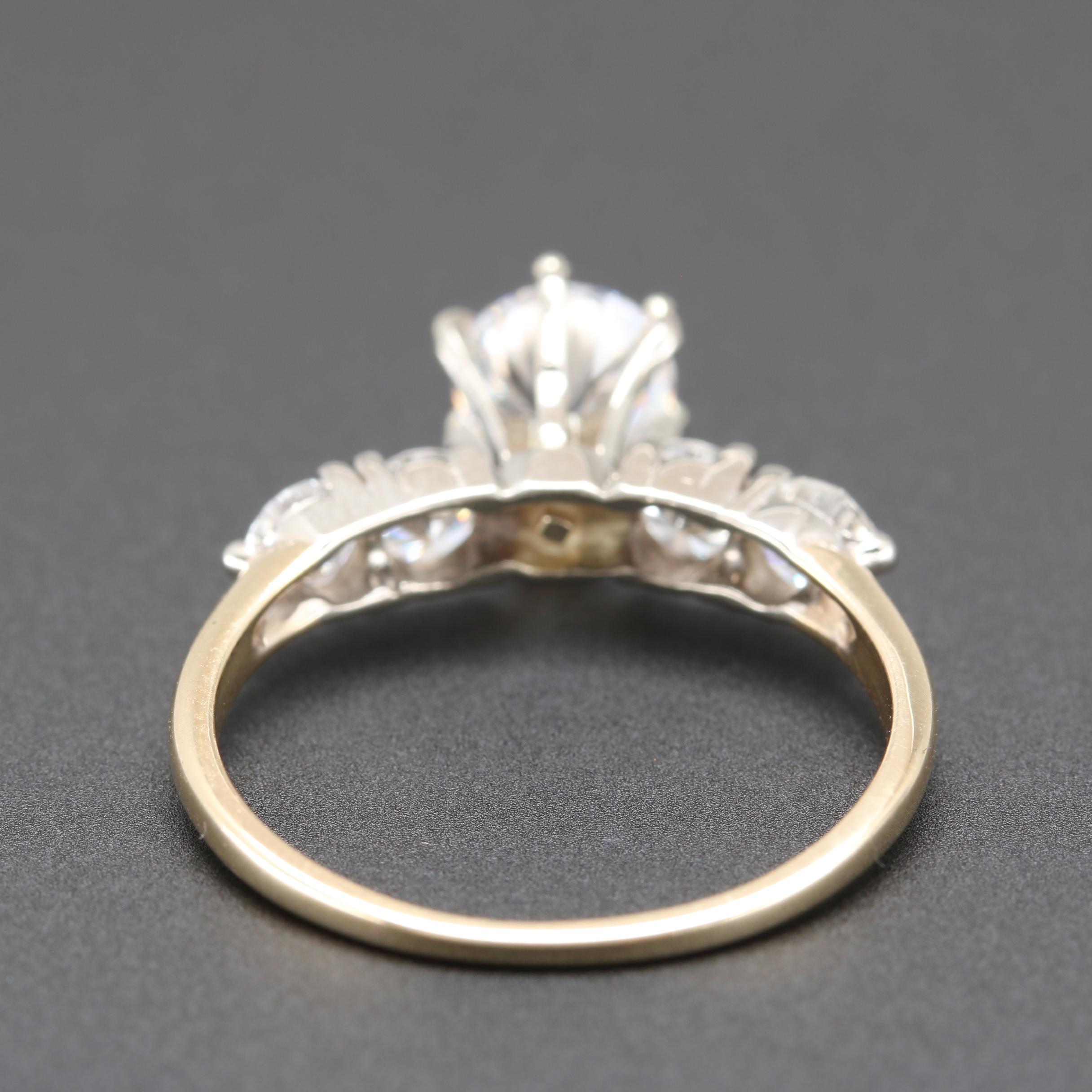 14K White Gold Diamond Semi-Mount Ring With Cubic Zirconia Center Stone