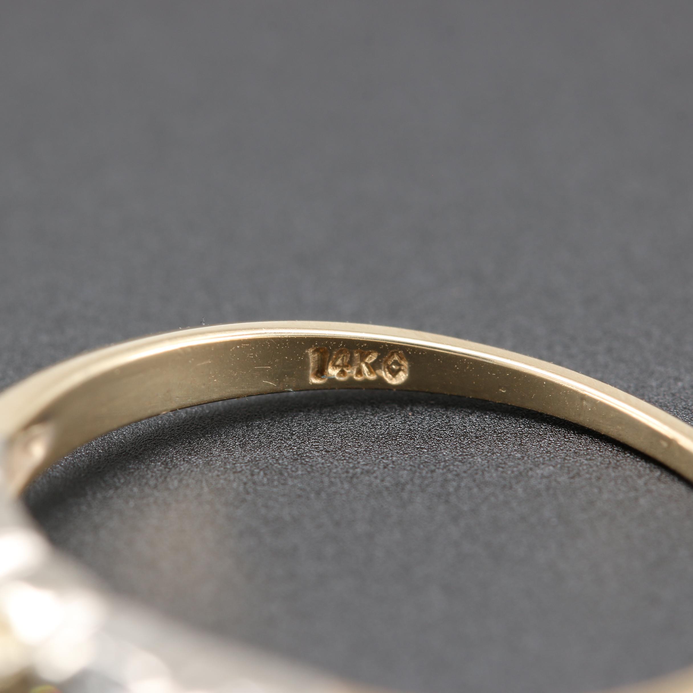 14K White Gold Diamond Semi-Mount Ring With Cubic Zirconia Center Stone