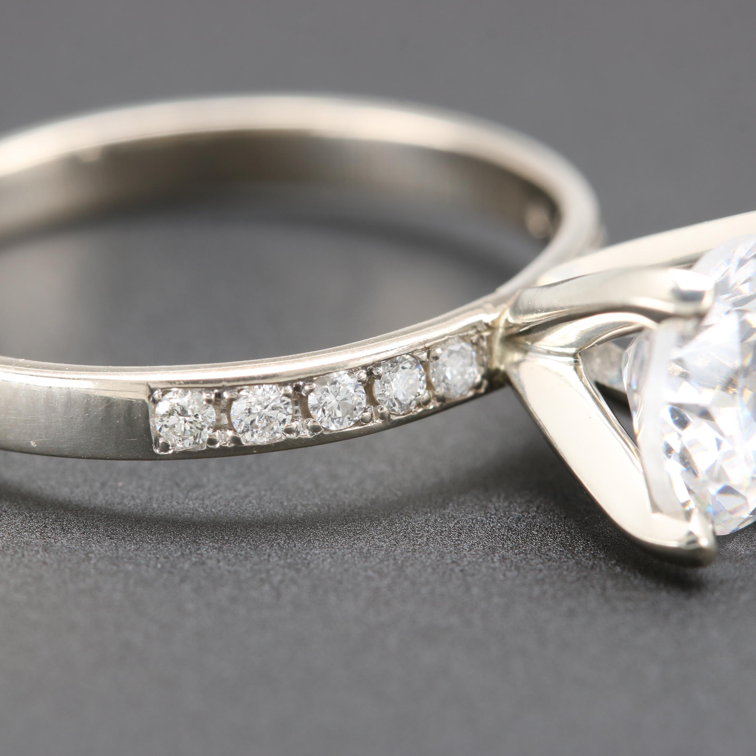 14K White Gold Diamond Semi Mount