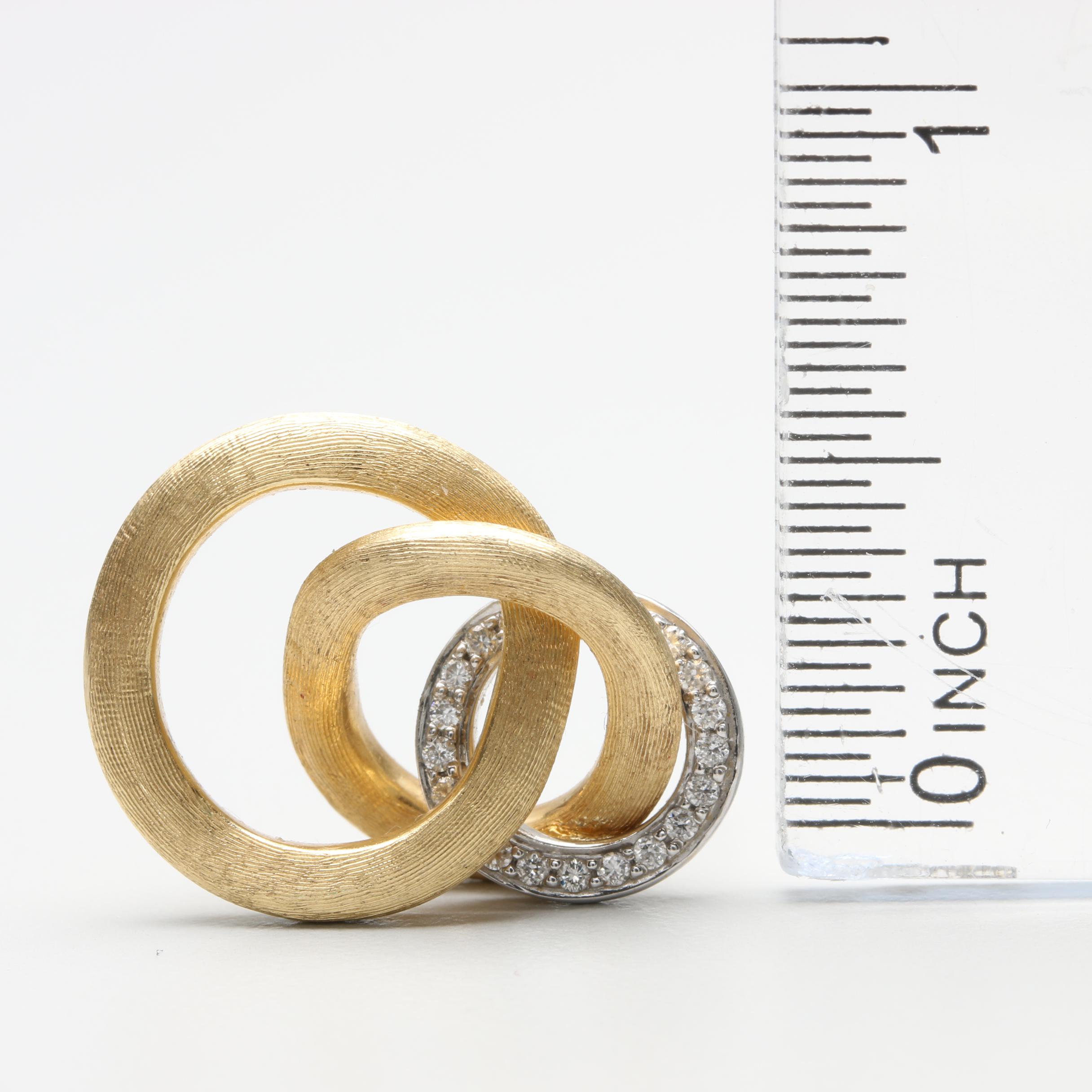 Marco Bicego Italian Made 18K Yellow and White Gold Diamond Earrings