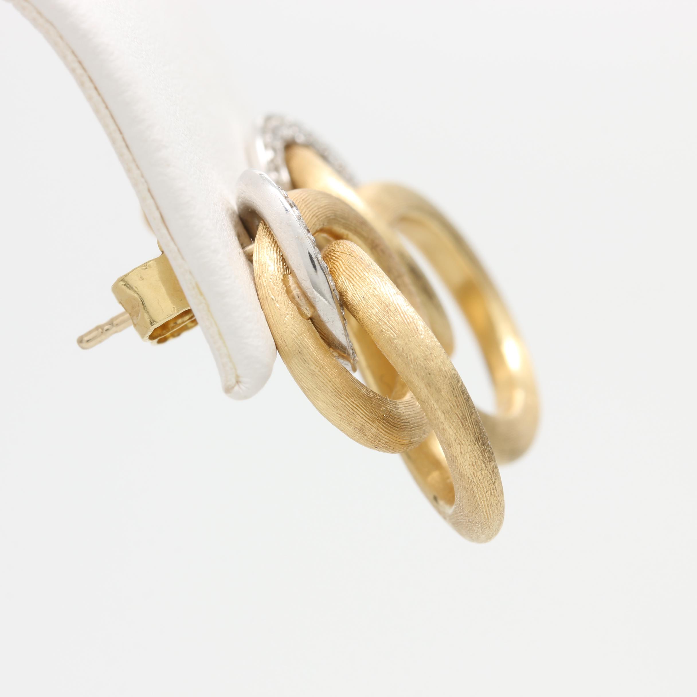 Marco Bicego Italian Made 18K Yellow and White Gold Diamond Earrings