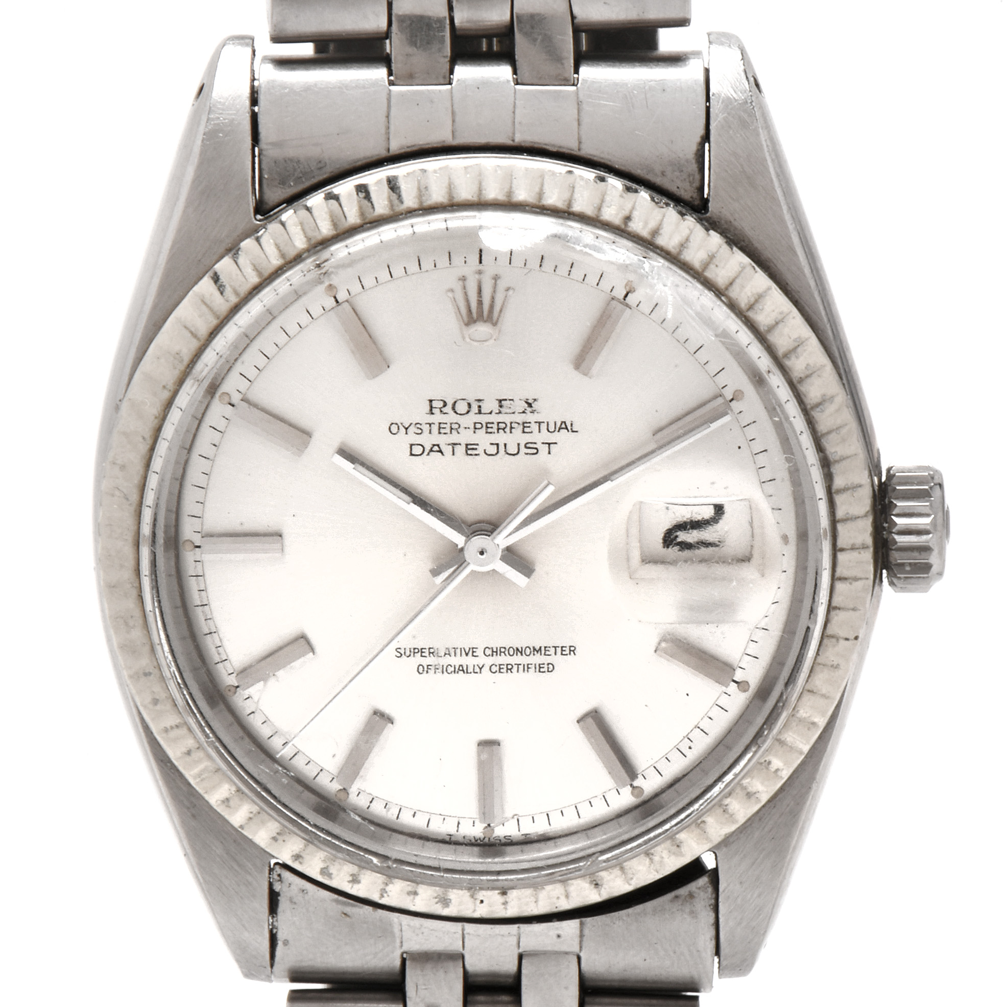 Circa 1967 Rolex Stainless Steel and 14K White Gold Watch