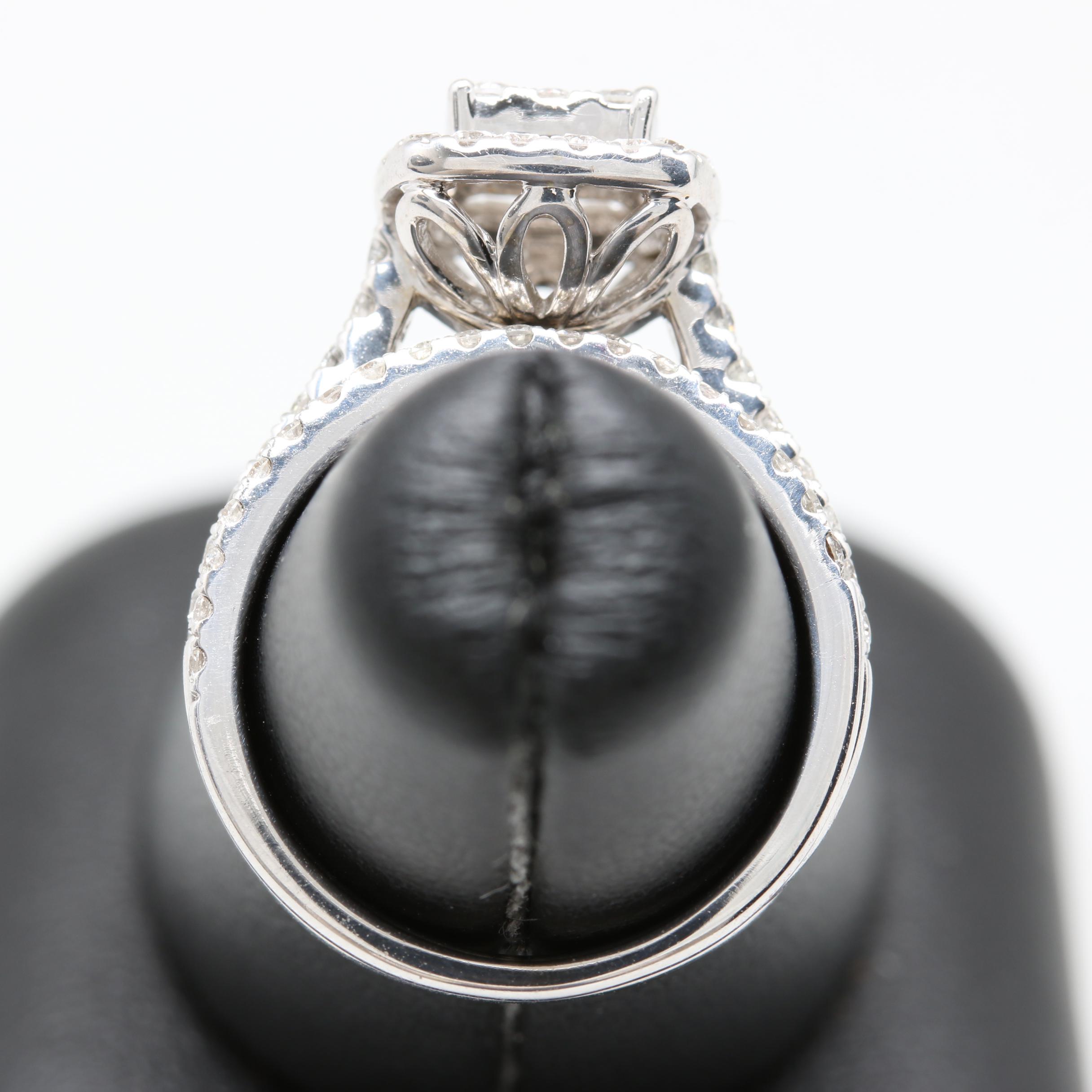 10K White Gold 0.96 CTW Diamond Wedding Ring Set