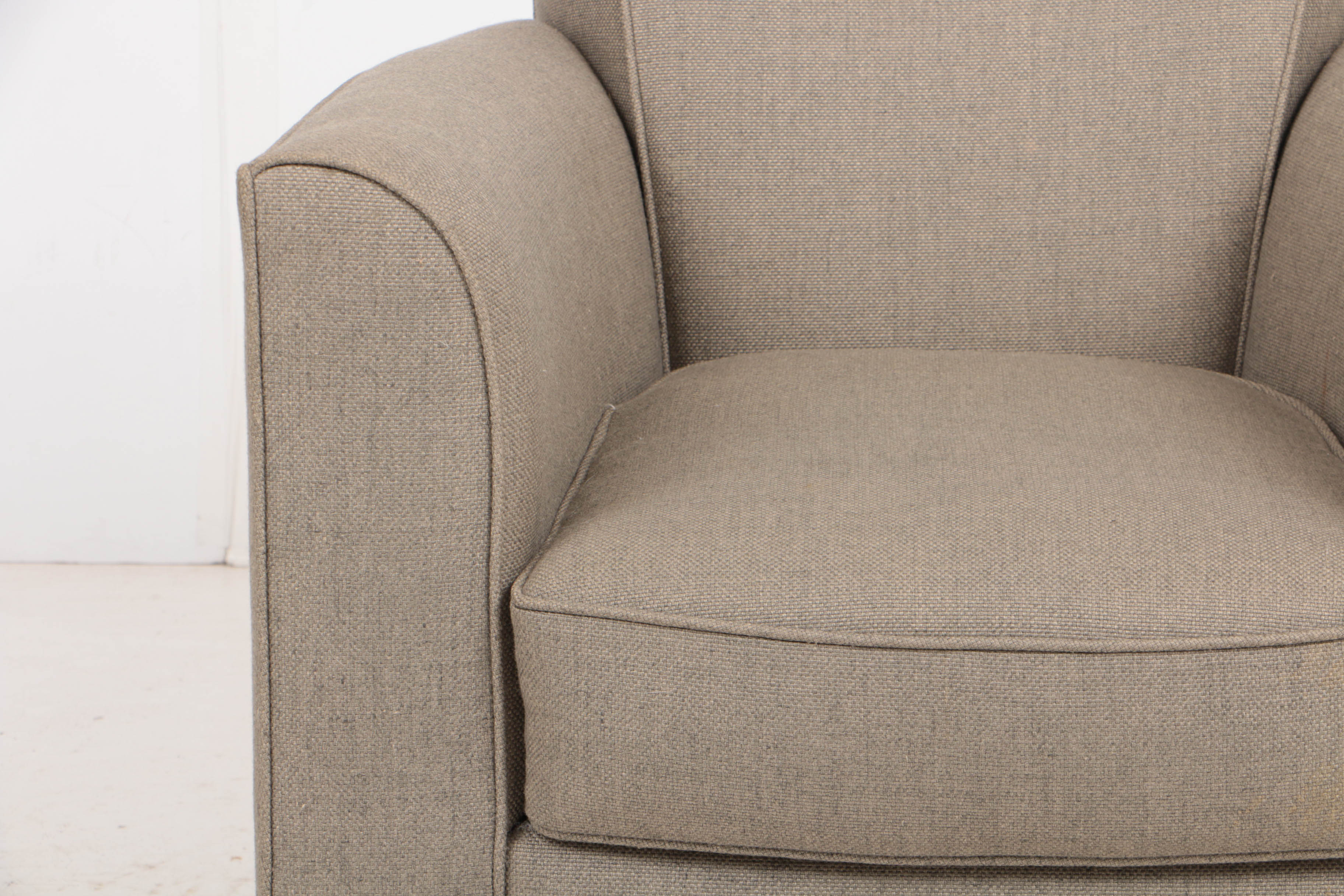 Pair of Donghia "Noble" Swivel Chairs and Ottoman