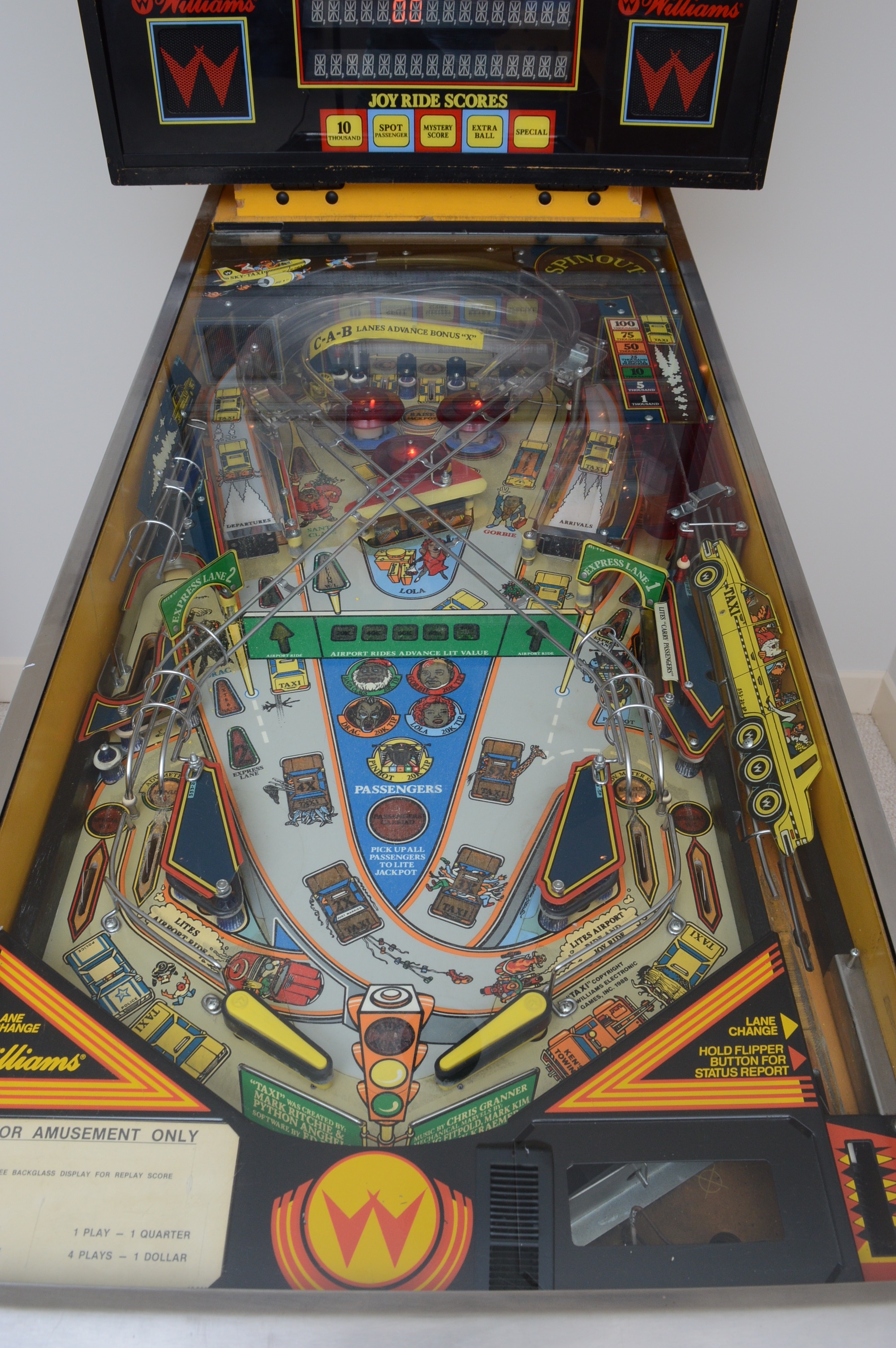 Retro 1988 Williams "Taxi" Pinball Machine