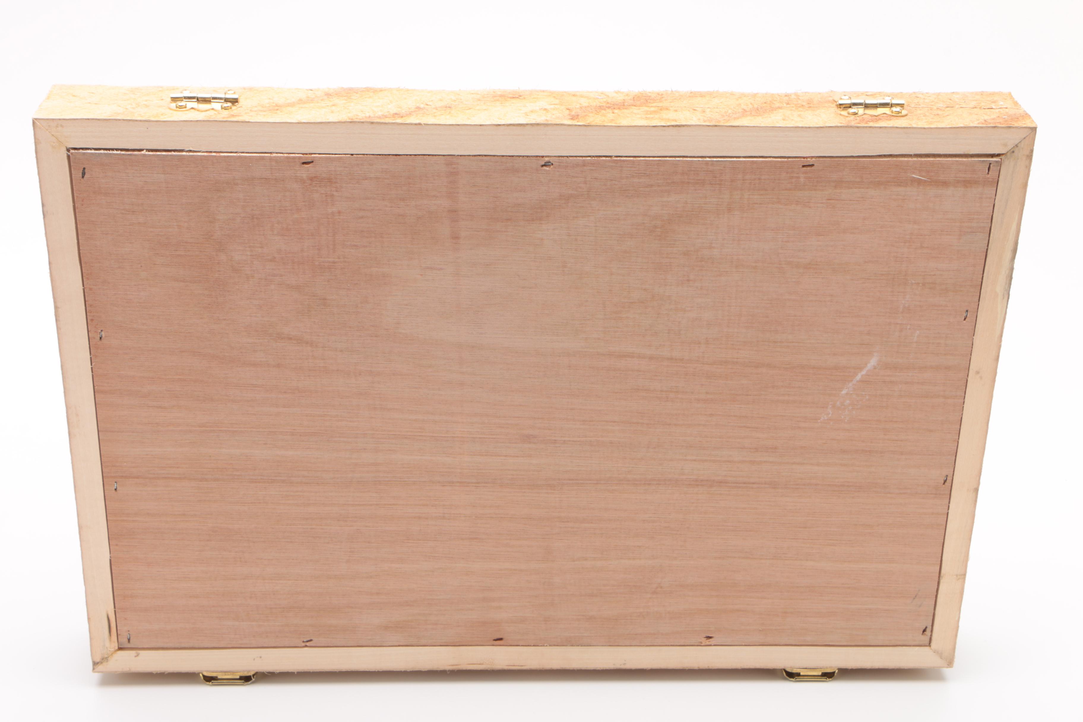 Shadowbox including Replica Civil War Soldier Tintypes with Knife and Bullets