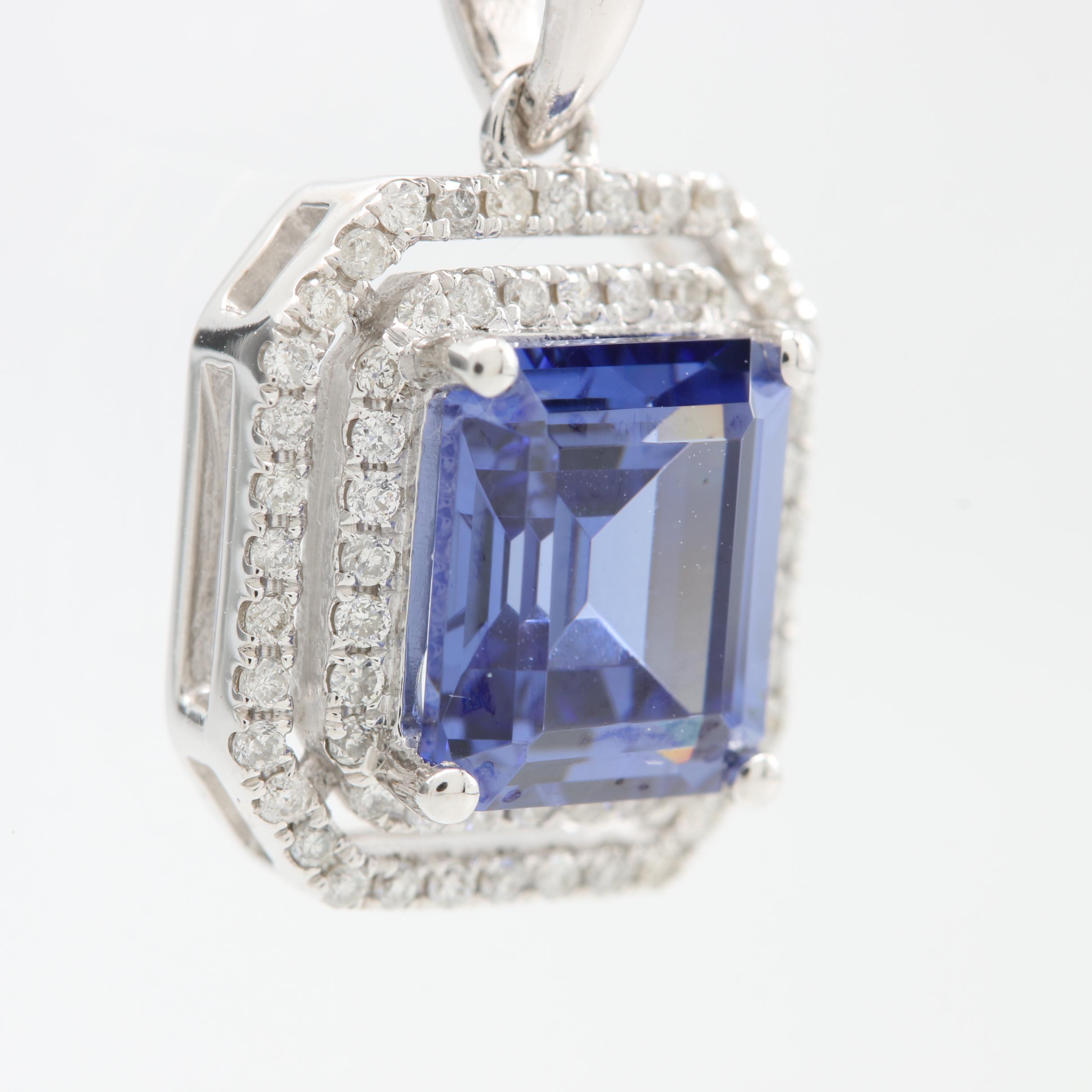 18K White Gold Cubic Zirconia and Diamond Necklace