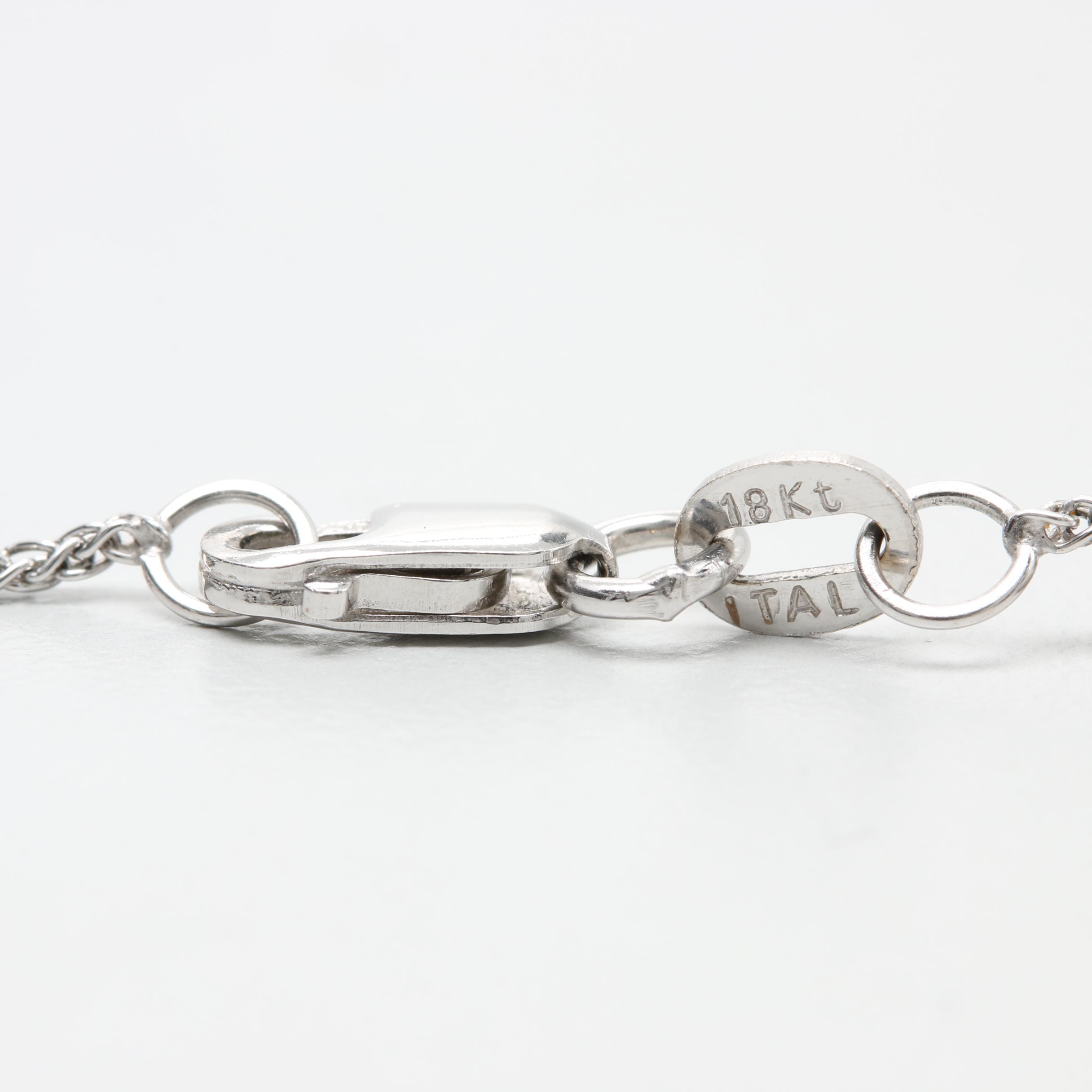 18K White Gold Cubic Zirconia and Diamond Necklace