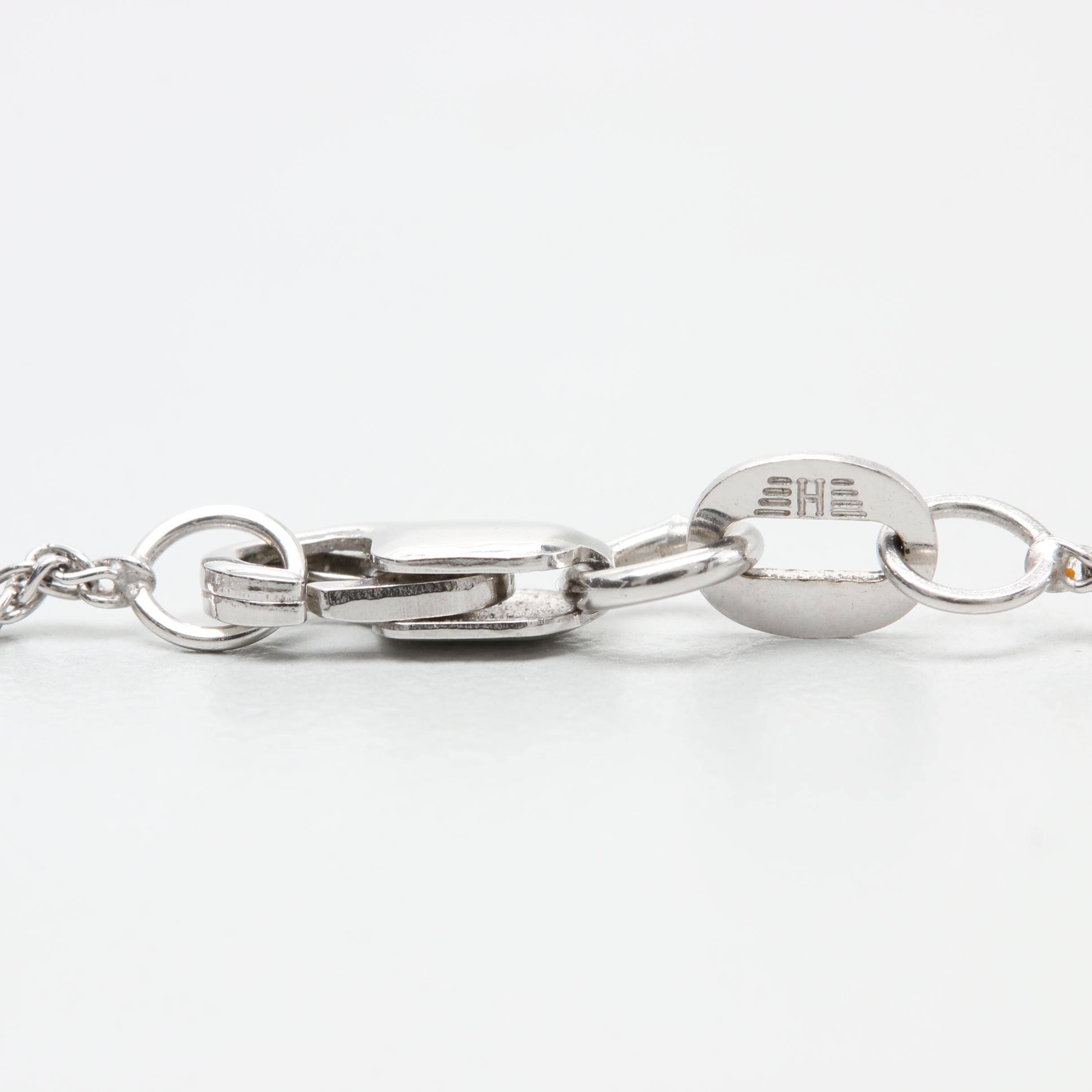 18K White Gold Cubic Zirconia and Diamond Necklace