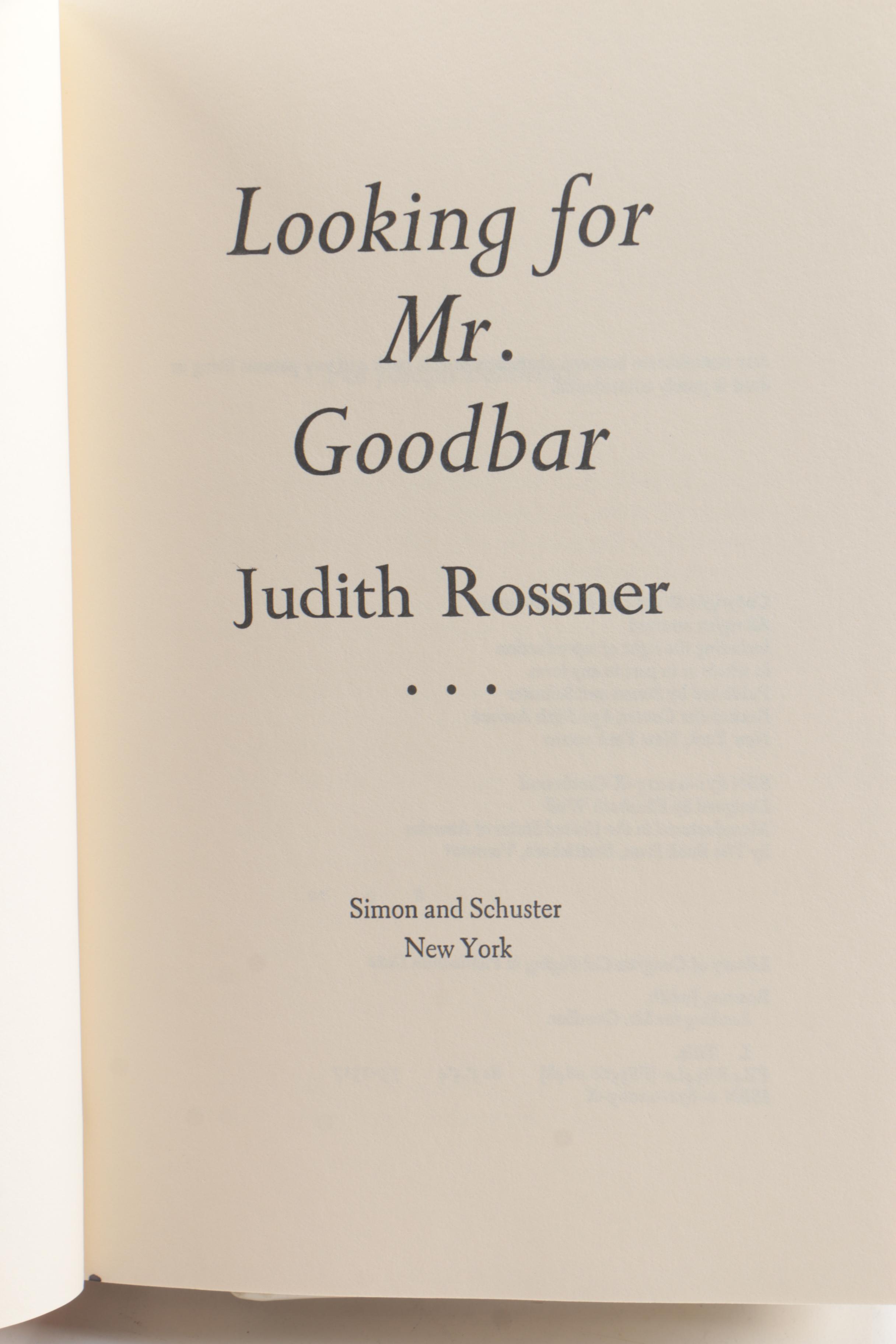 Signed Fiction and Poetry Books including "Looking for Mr. Goodbar" by Rossner