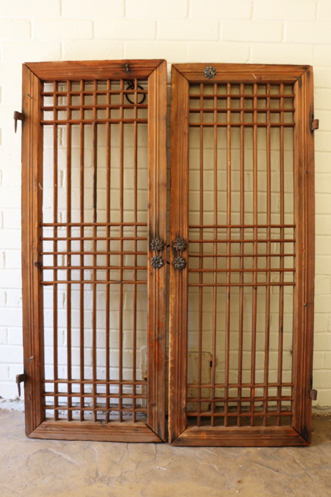 Antique Korean Yi Dynasty Pine Wood Window Shutters