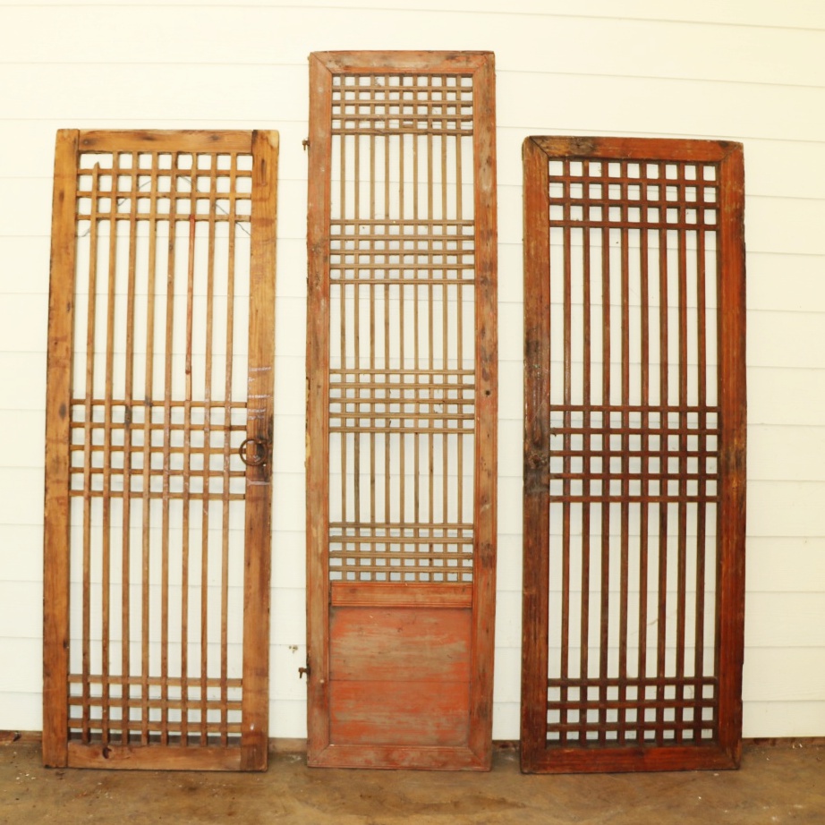 Antique Korean Yi Dynasty Pine Wood Window Shutters