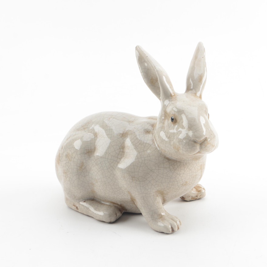 Glazed Ceramic Rabbit Figurine