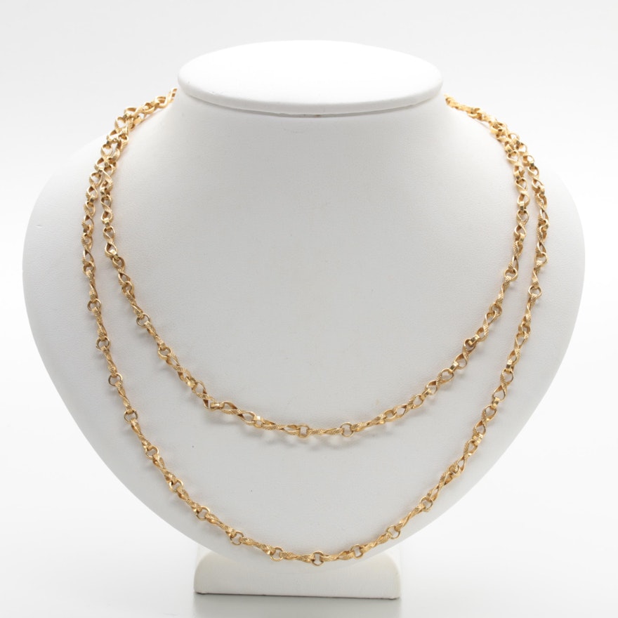 18K Yellow Gold Custom Figure Eight Chain Necklace