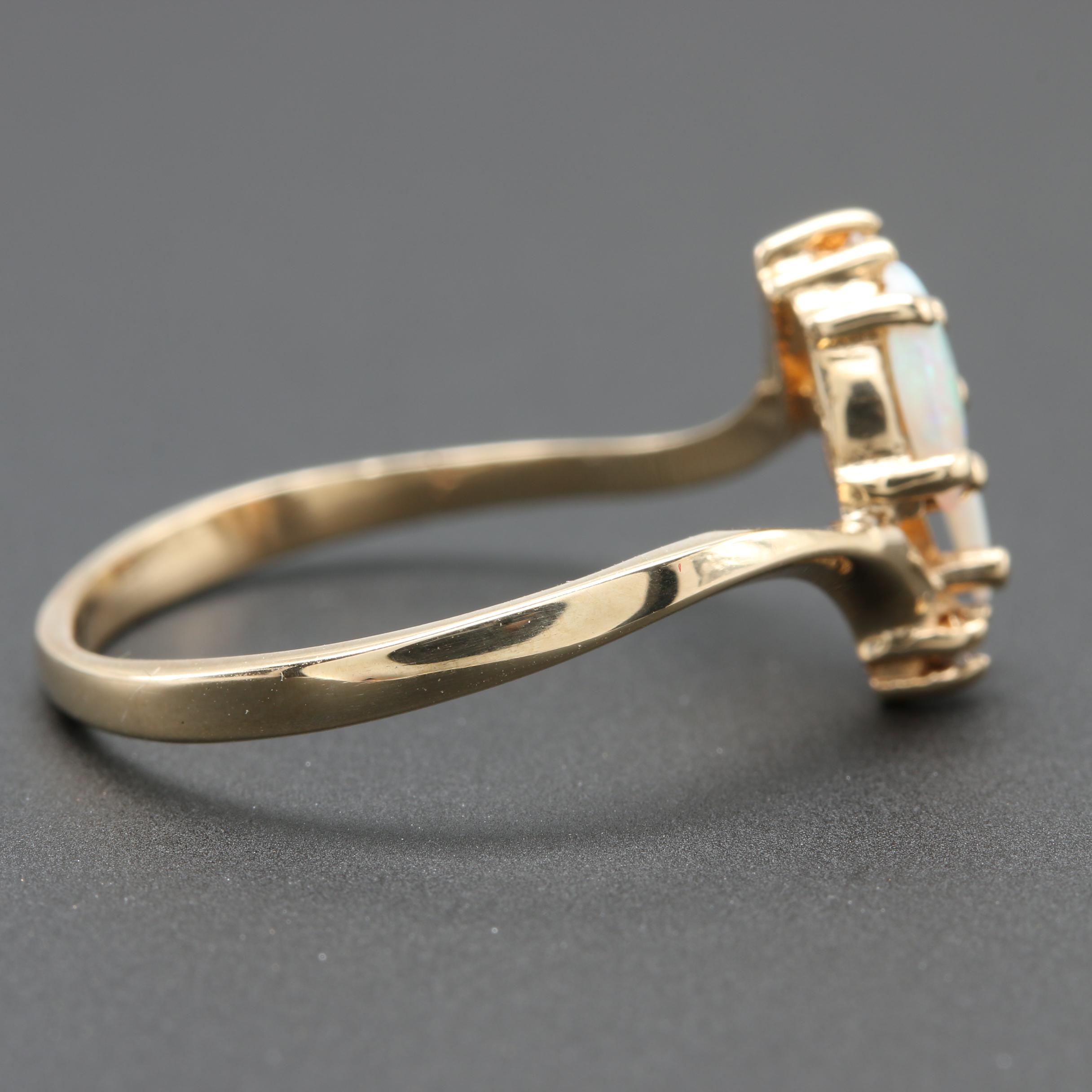 10K Yellow Gold Opal and Diamond Ring