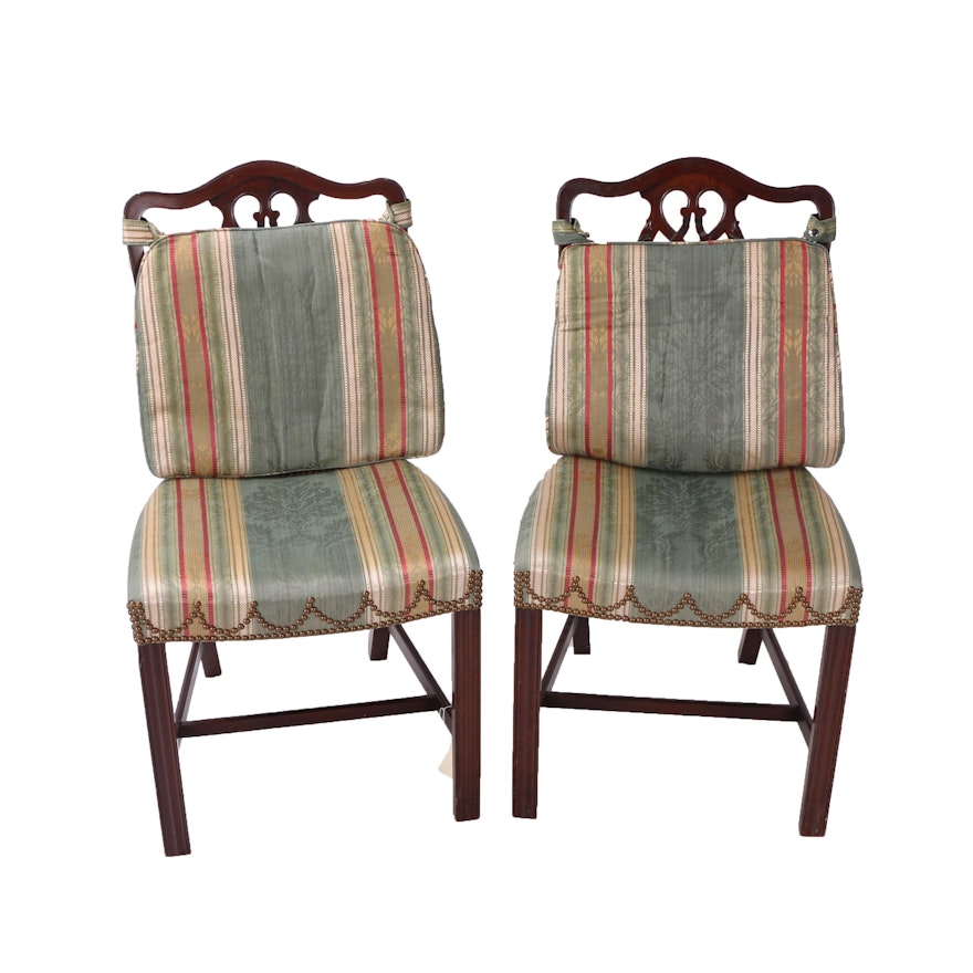 19th Century English Chippendale Style Upholstered Side Chairs