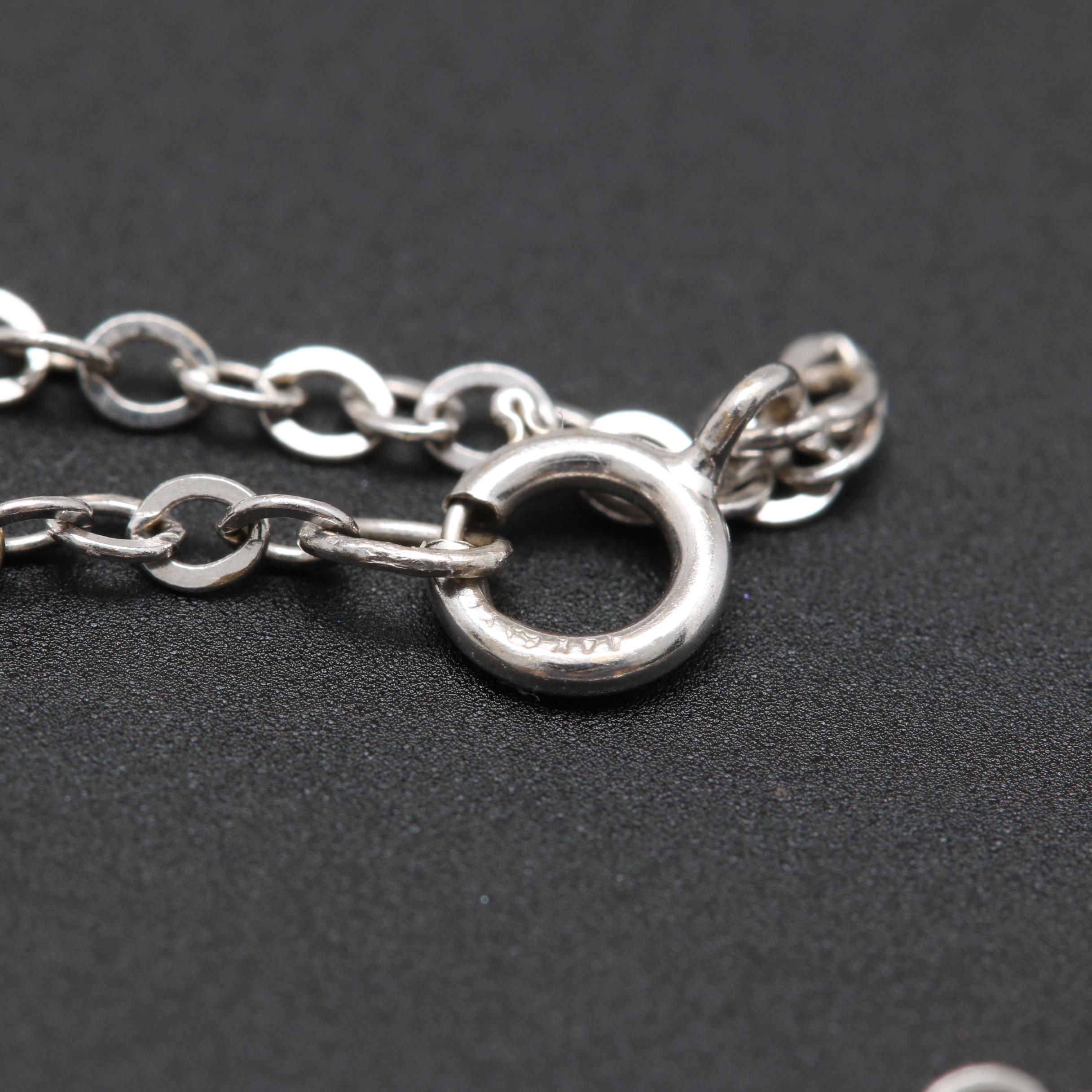 14K White Gold Cultured Pearl and Diamond Necklace